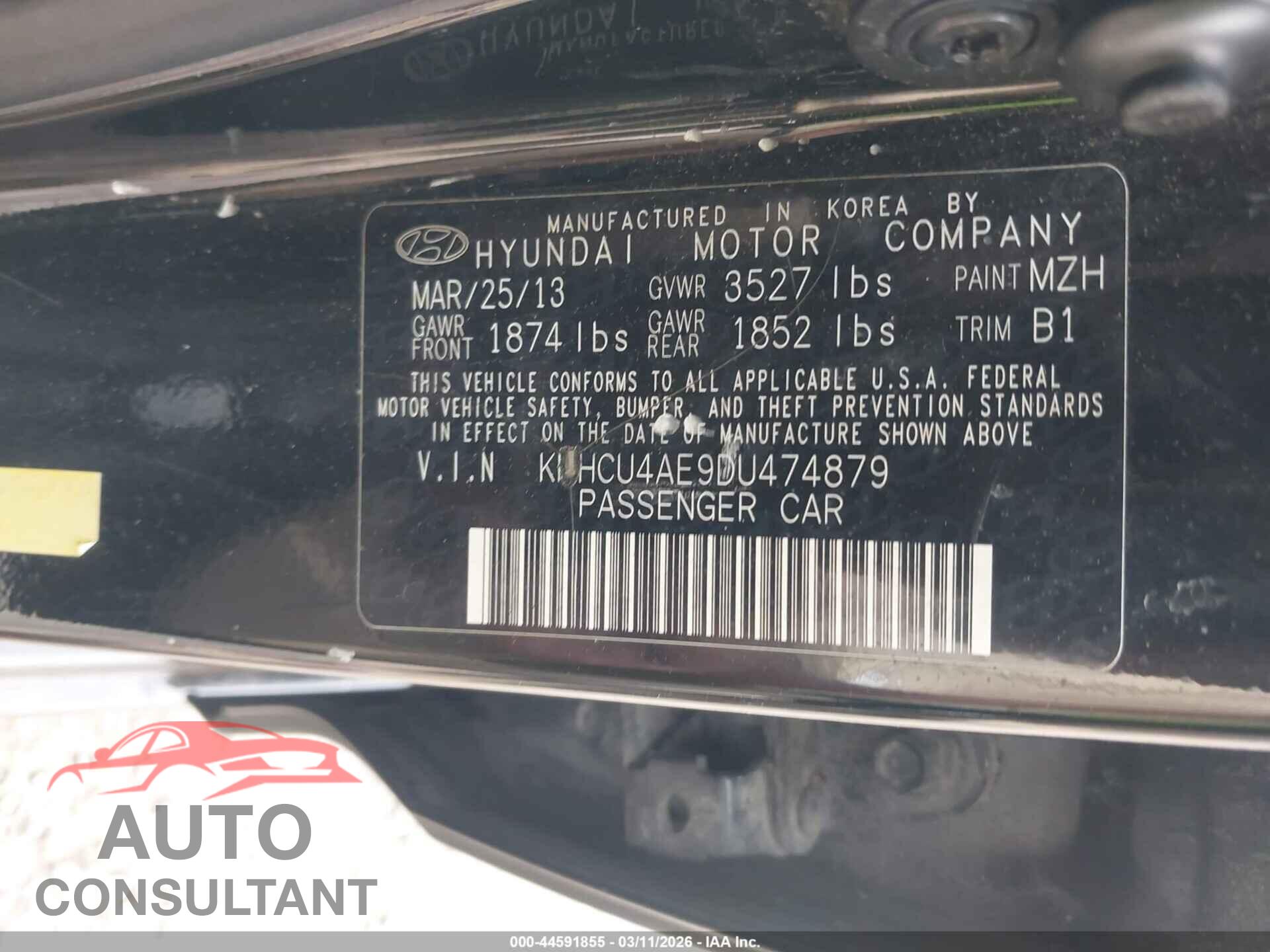 HYUNDAI ACCENT 2013 - KMHCU4AE9DU474879