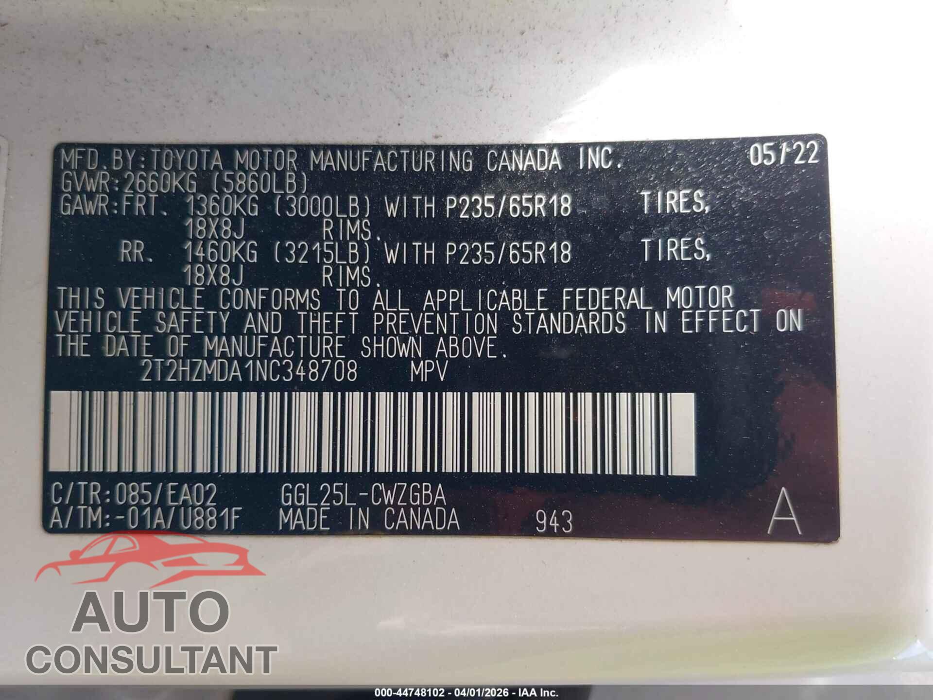 LEXUS RX 350 2022 - 2T2HZMDA1NC348708