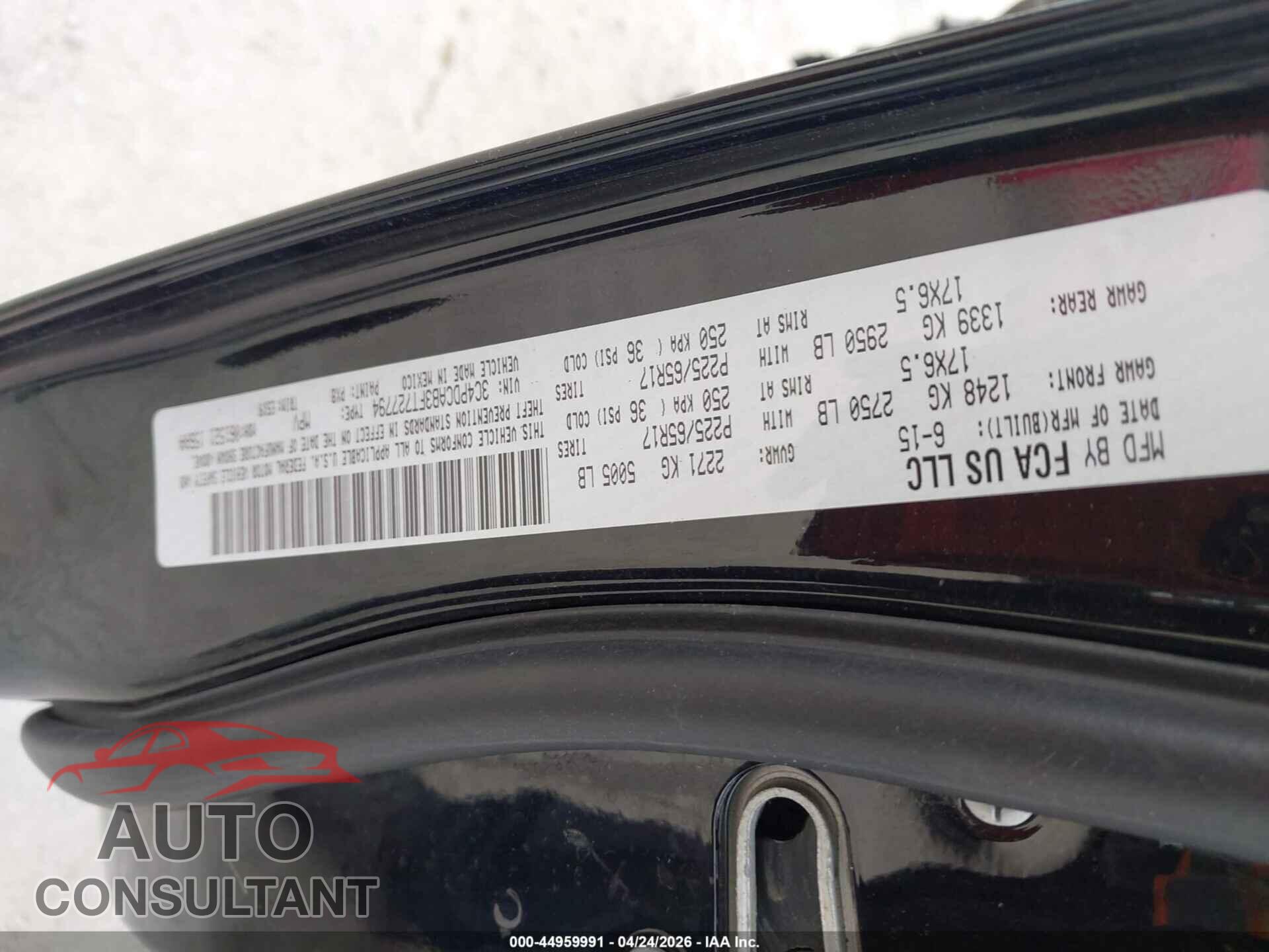 DODGE JOURNEY 2015 - 3C4PDCAB3FT727794