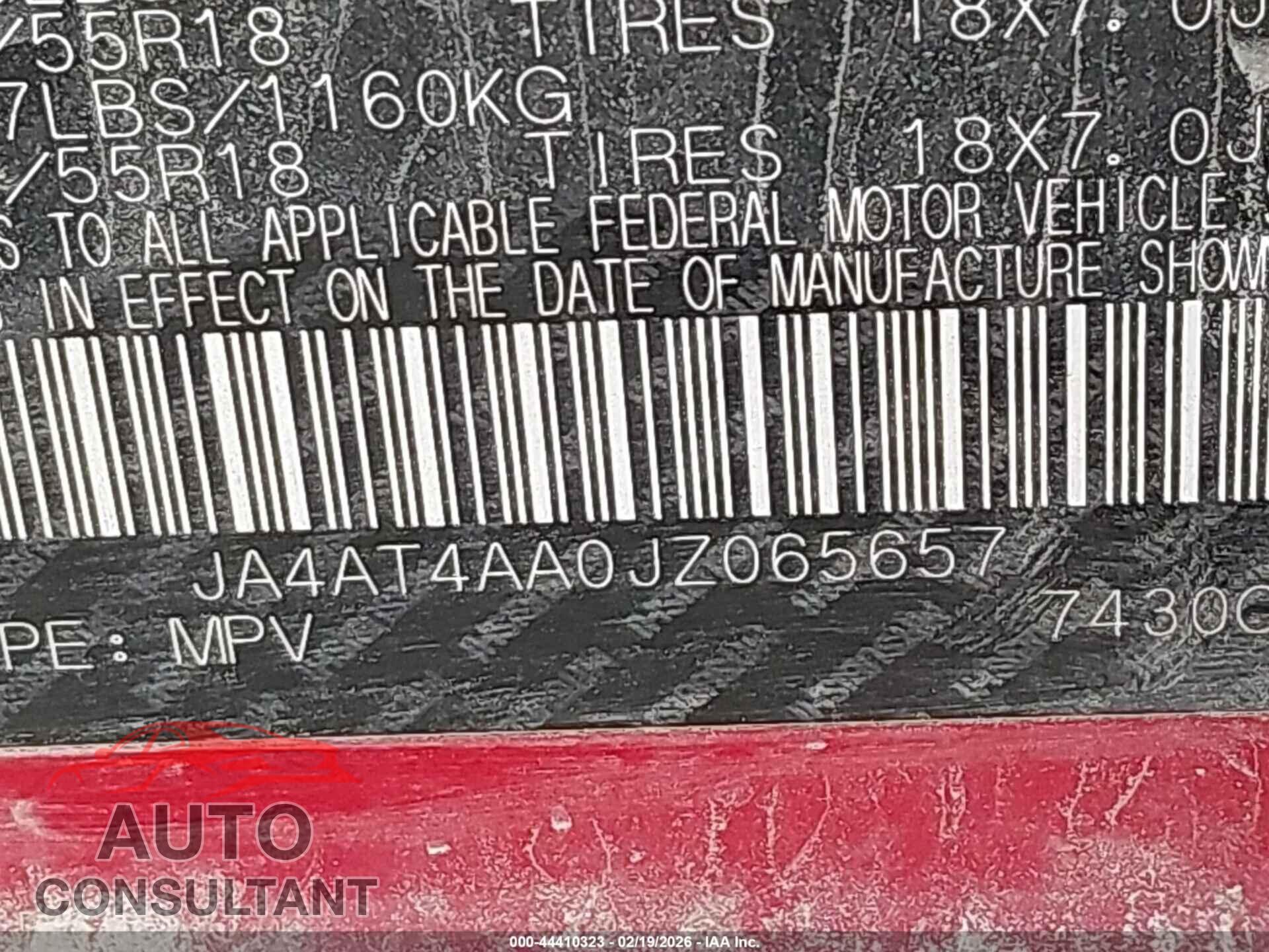 MITSUBISHI ECLIPSE CROSS 2018 - JA4AT4AA0JZ065657