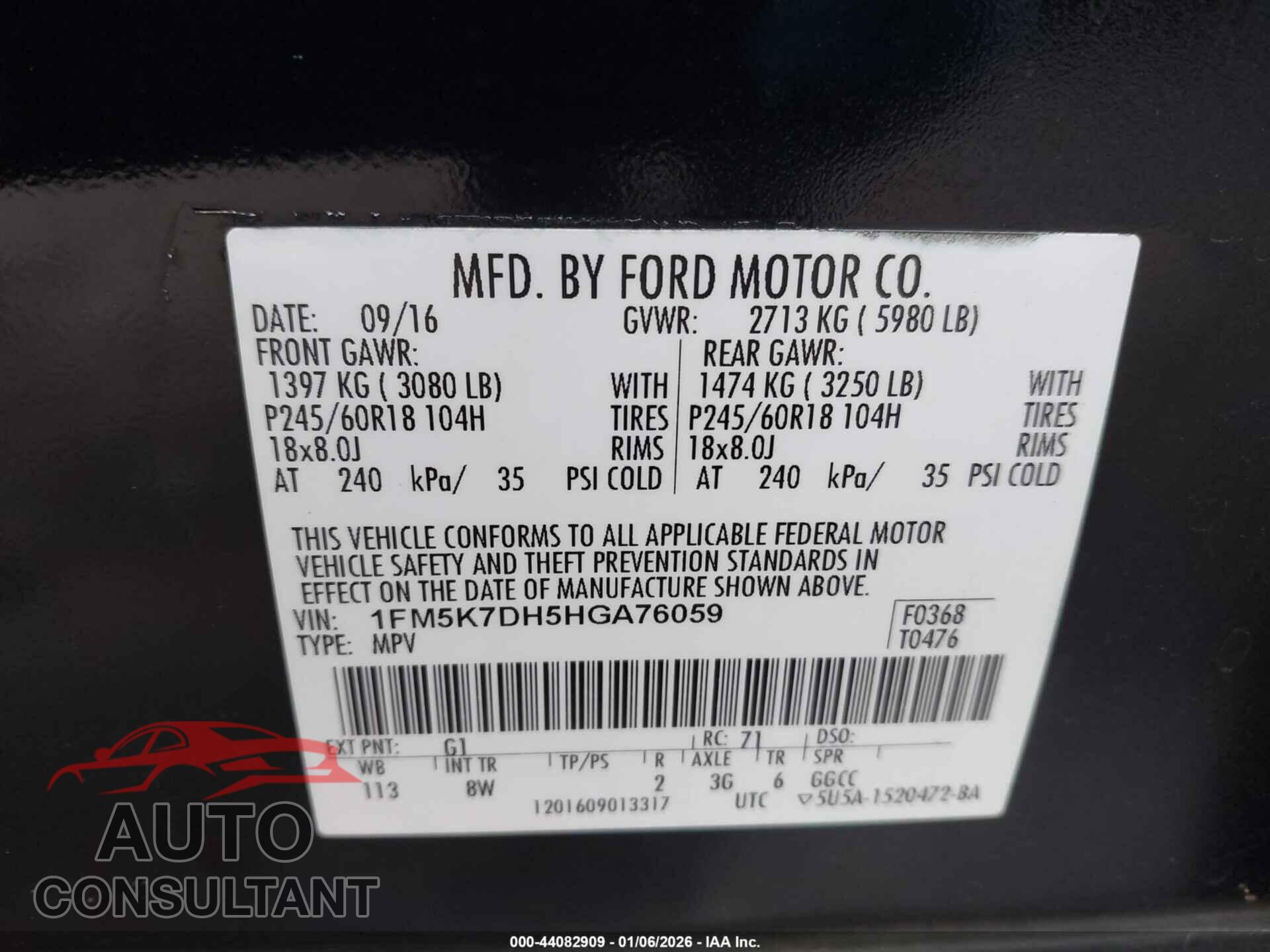 FORD EXPLORER 2017 - 1FM5K7DH5HGA76059