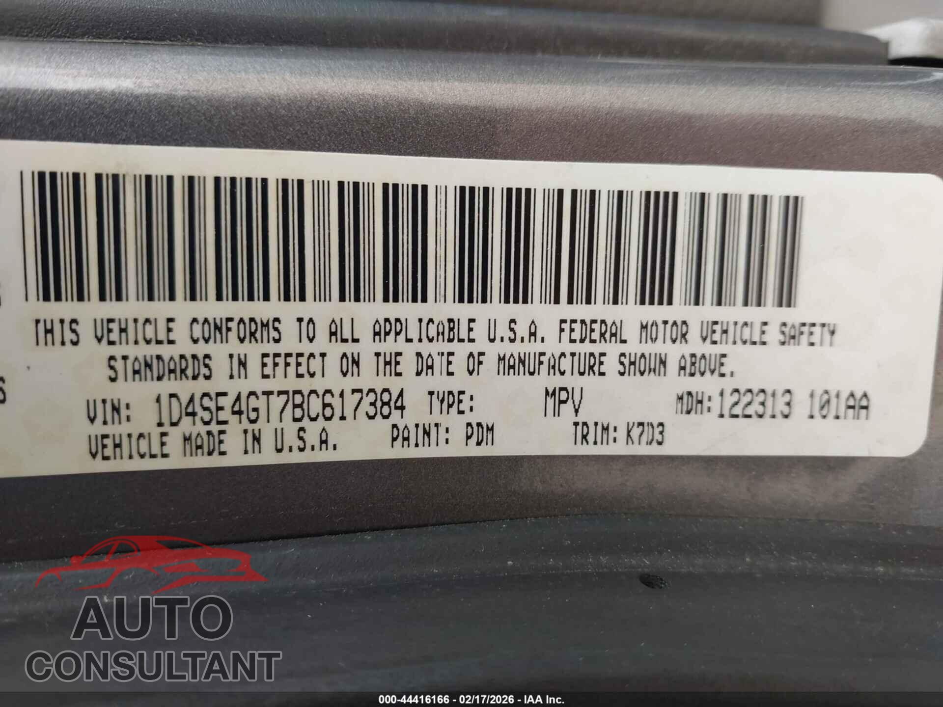 DODGE DURANGO 2011 - 1D4SE4GT7BC617384