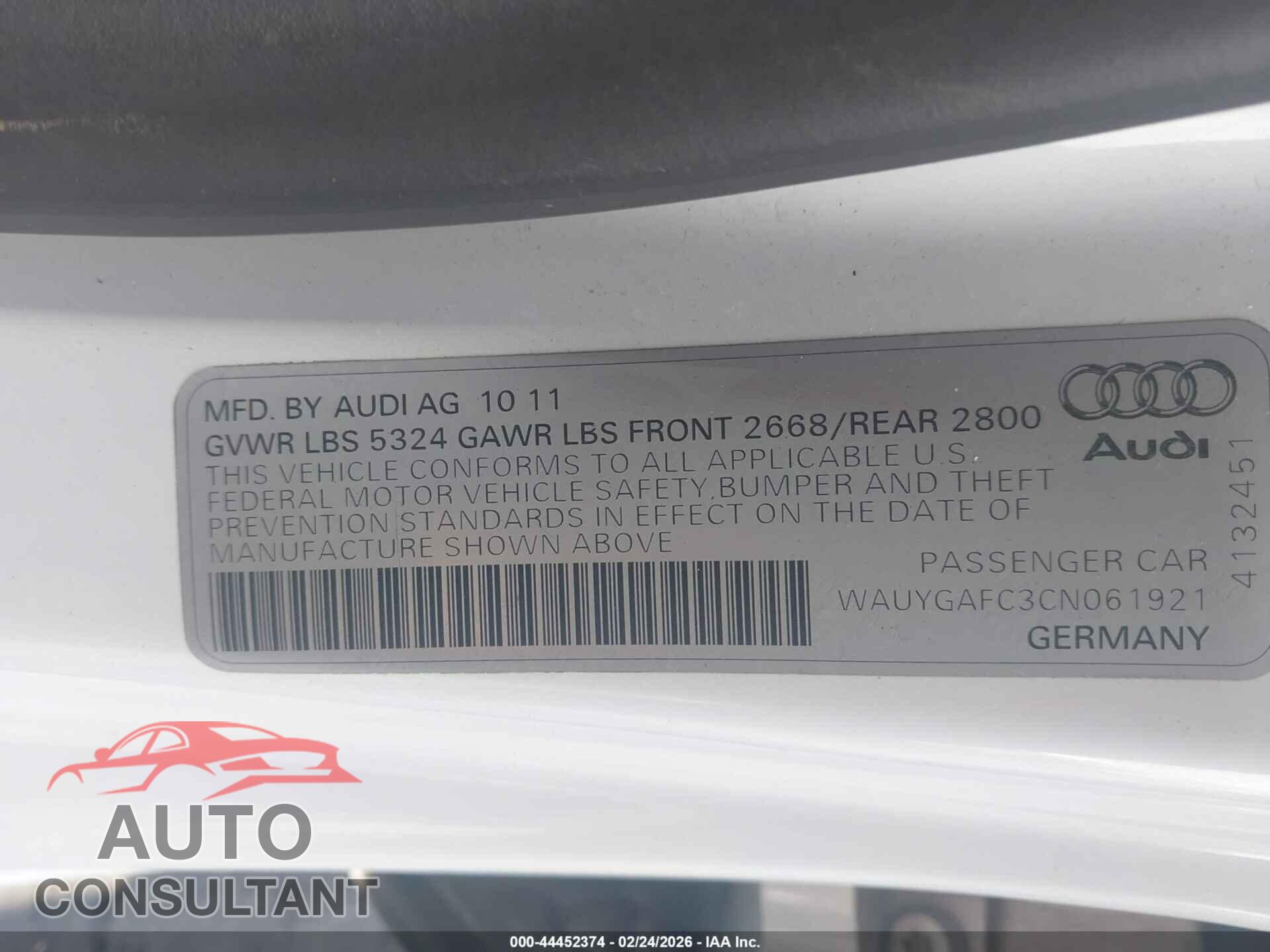 AUDI A7 2012 - WAUYGAFC3CN061921