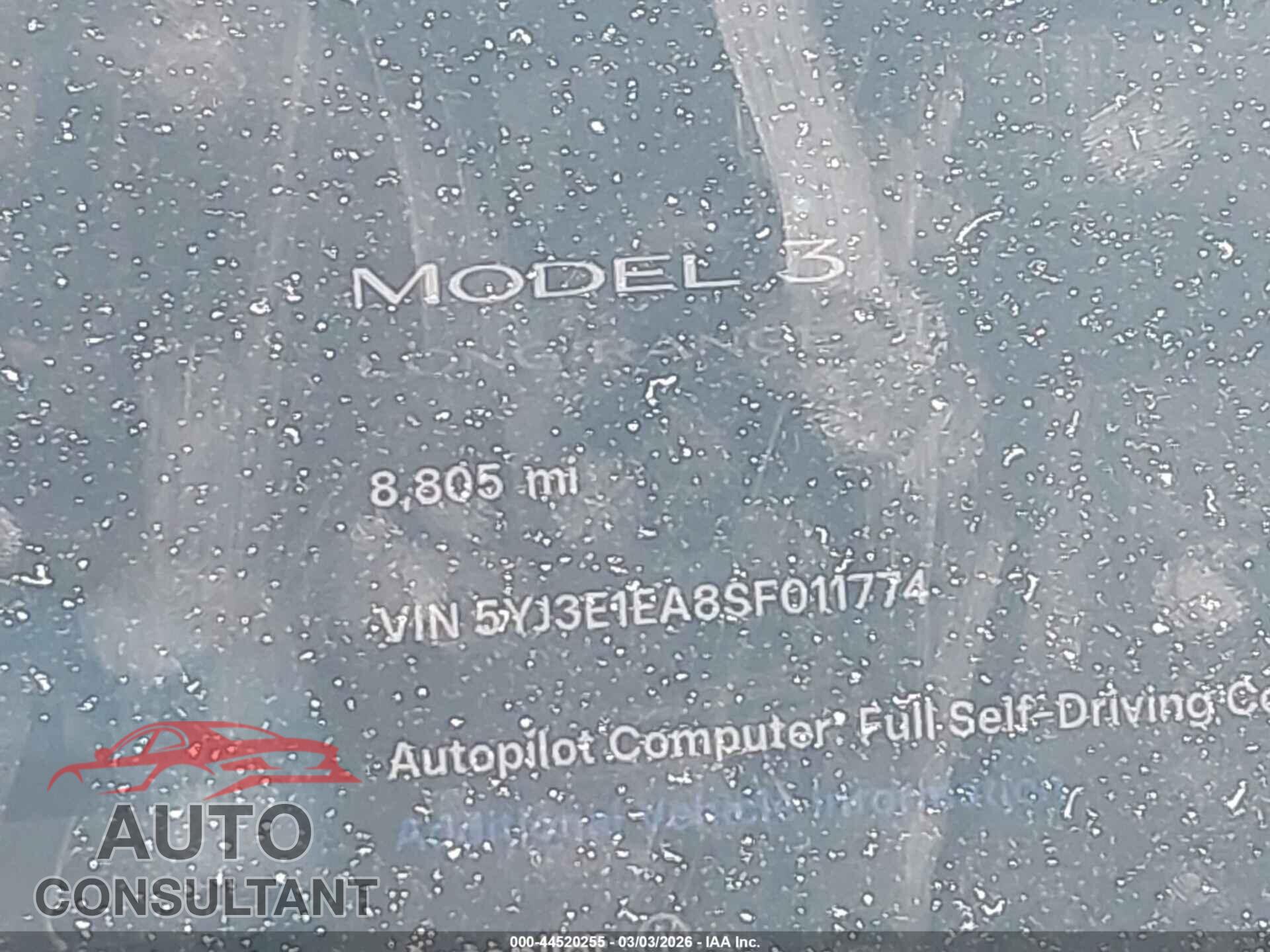 TESLA MODEL 3 2025 - 5YJ3E1EA8SF011774