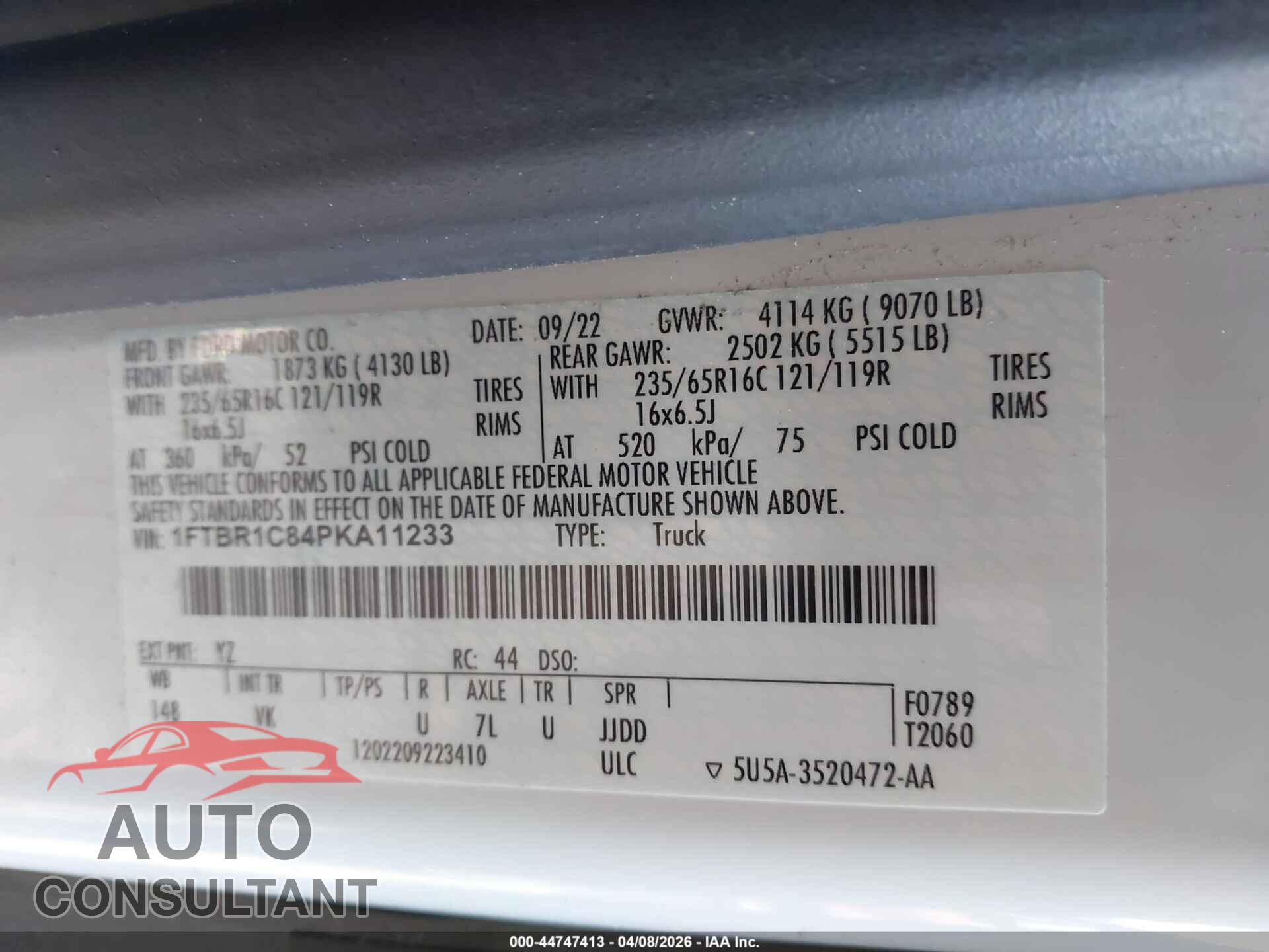 FORD TRANSIT-250 2023 - 1FTBR1C84PKA11233