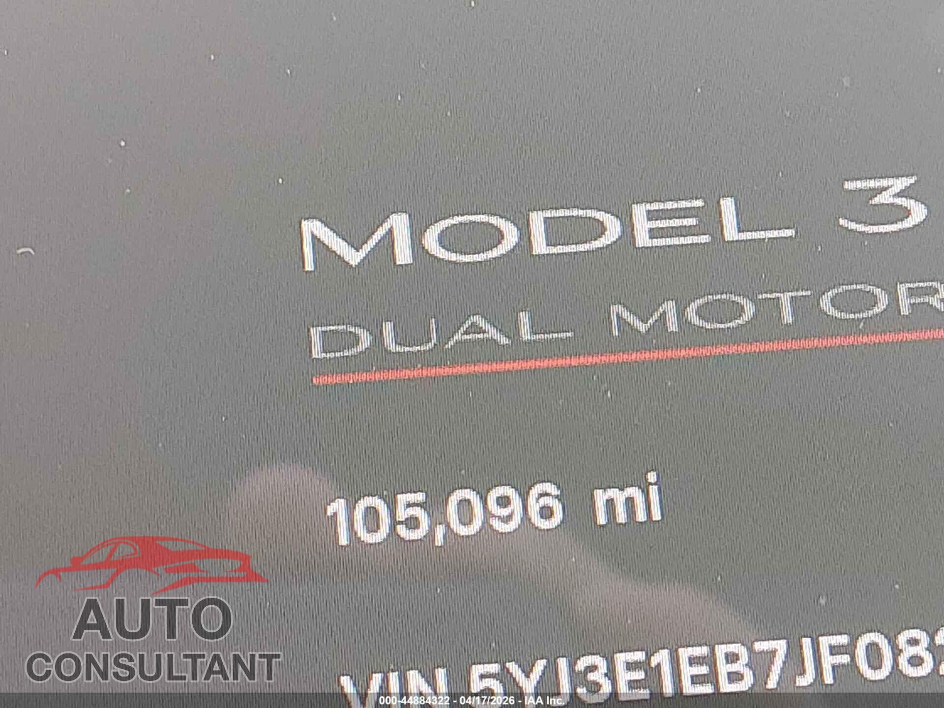 TESLA MODEL 3 2018 - 5YJ3E1EB7JF082309