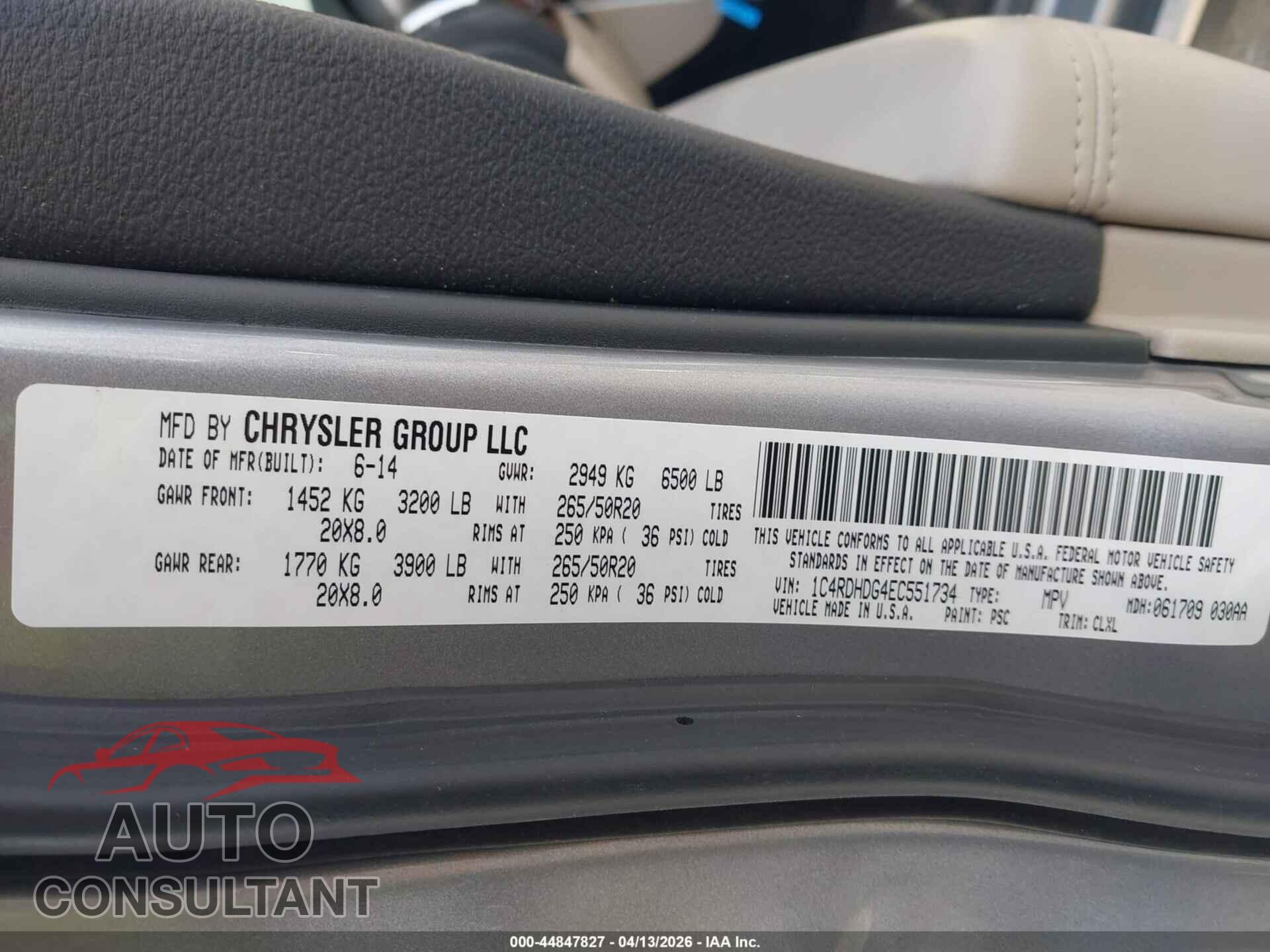 DODGE DURANGO 2014 - 1C4RDHDG4EC551734