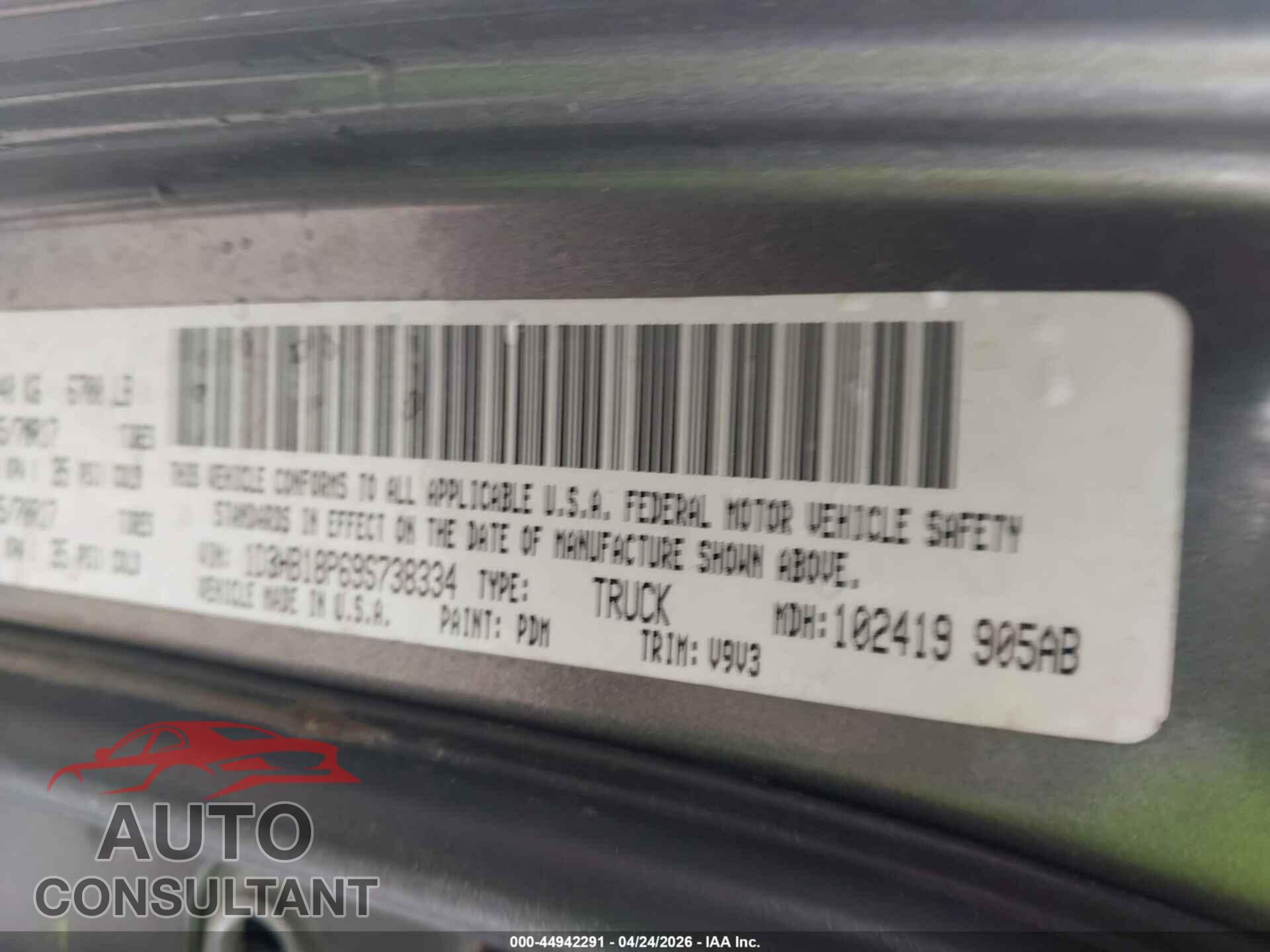 DODGE RAM 1500 2009 - 1D3HB18P69S738334