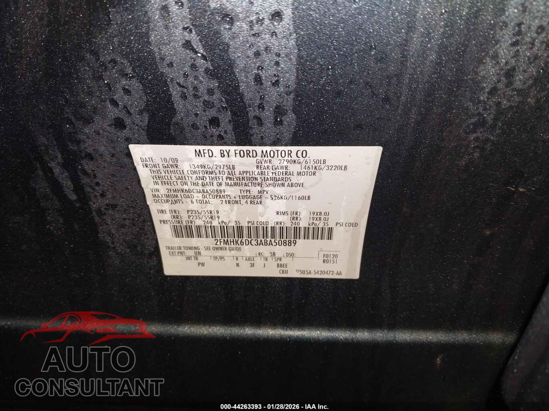 FORD FLEX 2010 - 2FMHK6DC3ABA50889