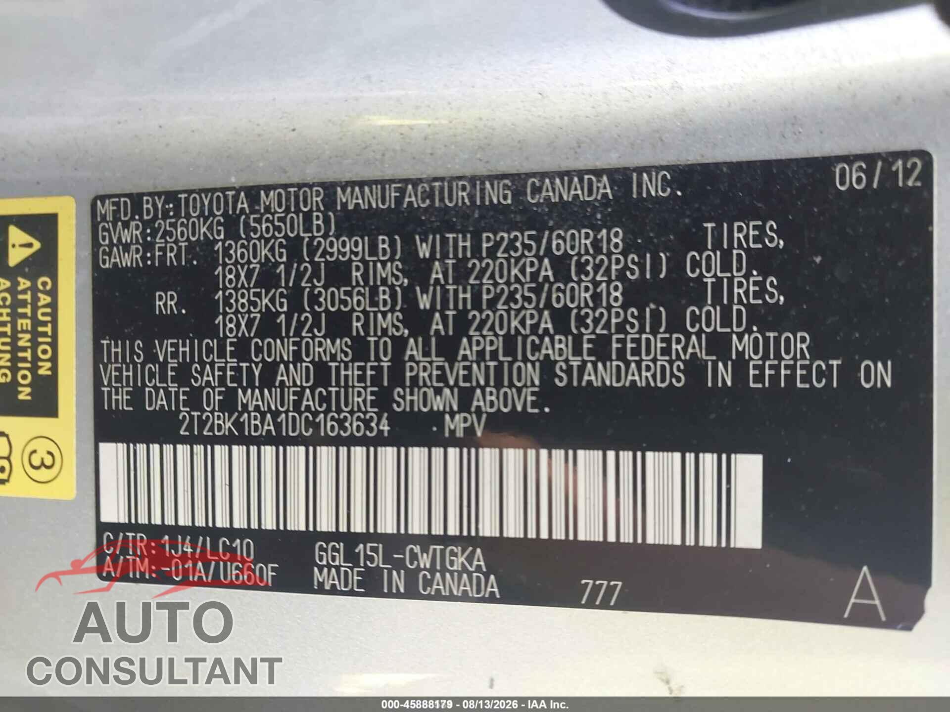LEXUS RX 350 2013 - 2T2BK1BA1DC163634