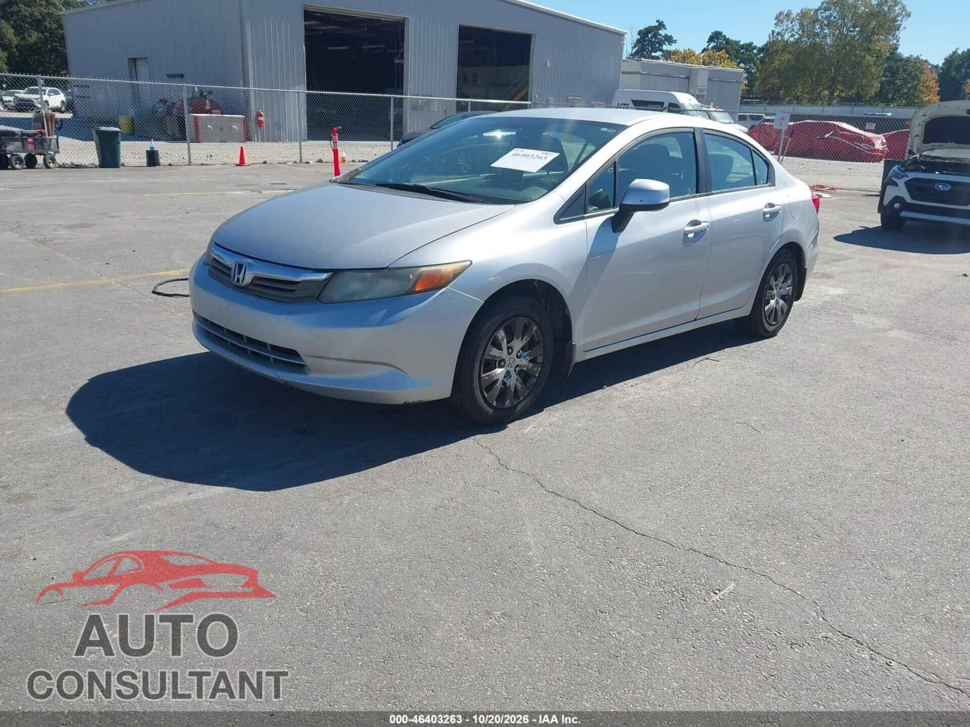 HONDA CIVIC 2012 - 19XFB2F56CE325623