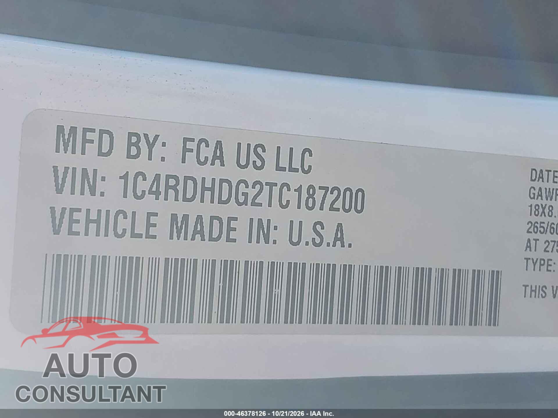 DODGE DURANGO 2026 - 1C4RDHDG2TC187200