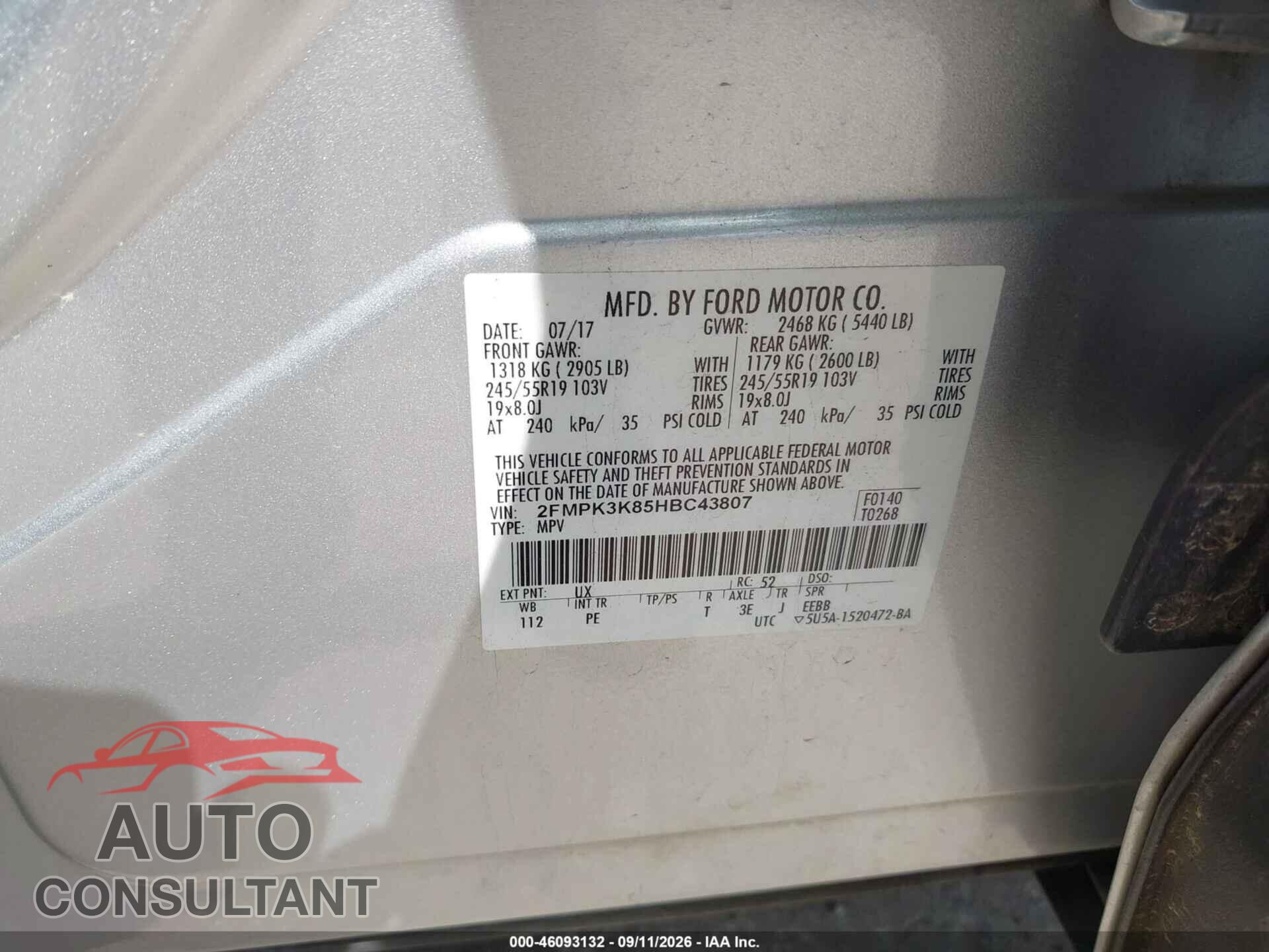 FORD EDGE 2017 - 2FMPK3K85HBC43807