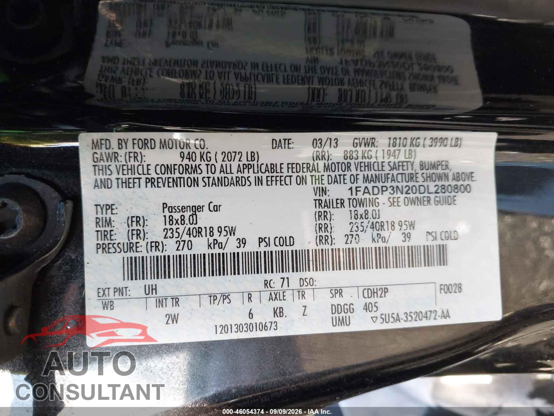 FORD FOCUS 2013 - 1FADP3N20DL280800