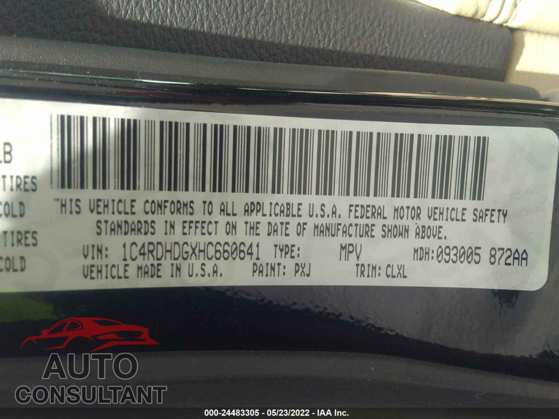 DODGE DURANGO 2017 - 1C4RDHDGXHC660641