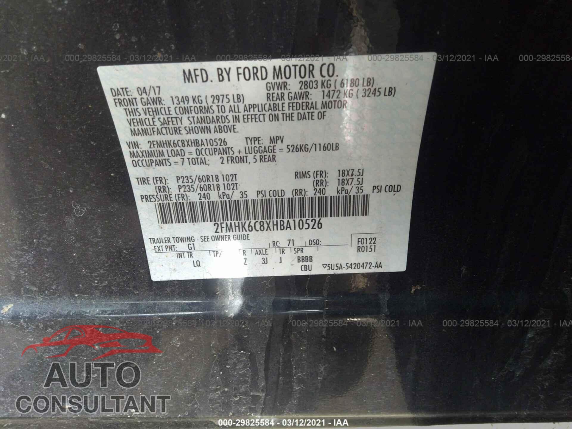 FORD FLEX 2017 - 2FMHK6C8XHBA10526