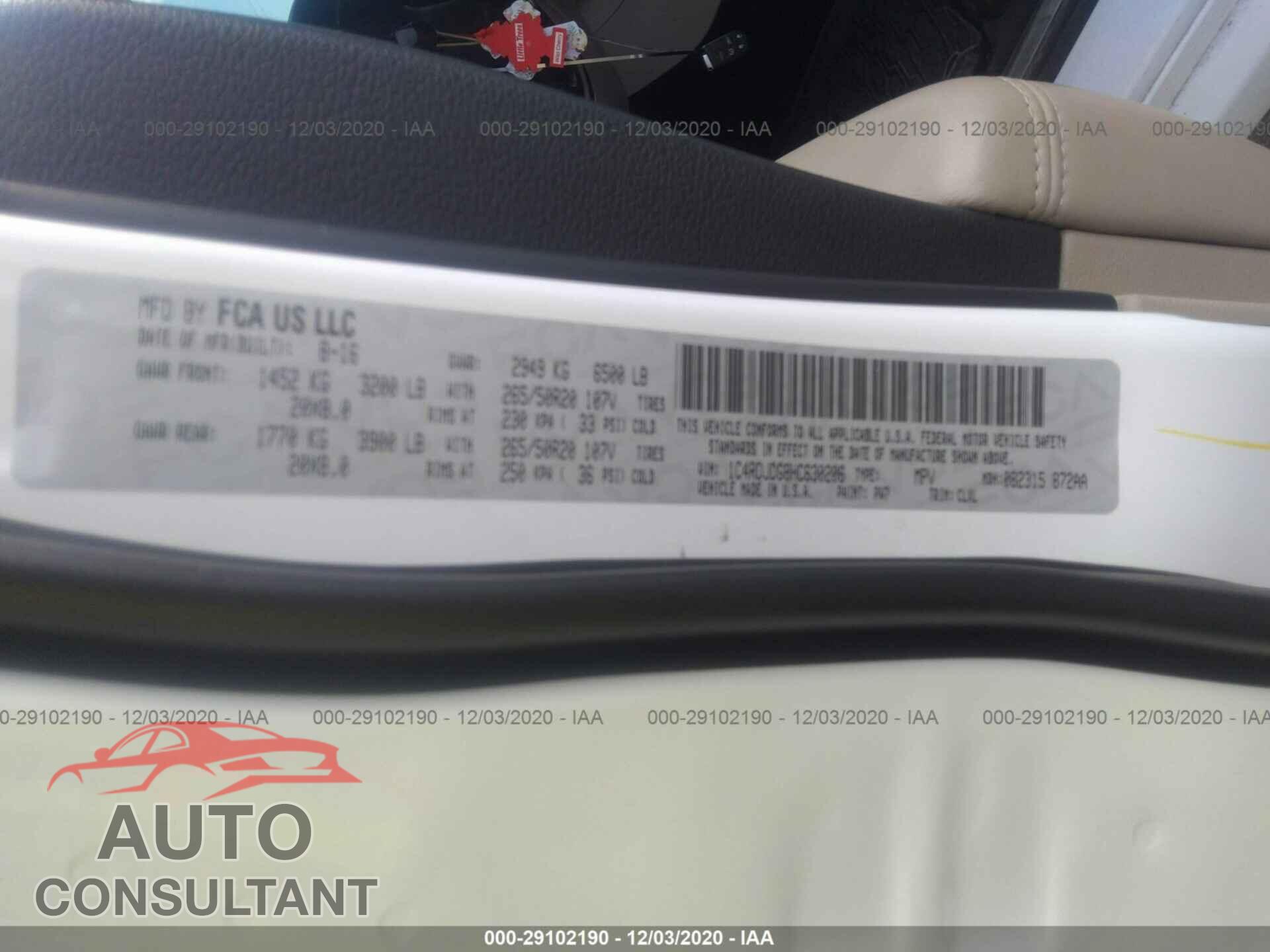 DODGE DURANGO 2017 - 1C4RDJDG8HC630206