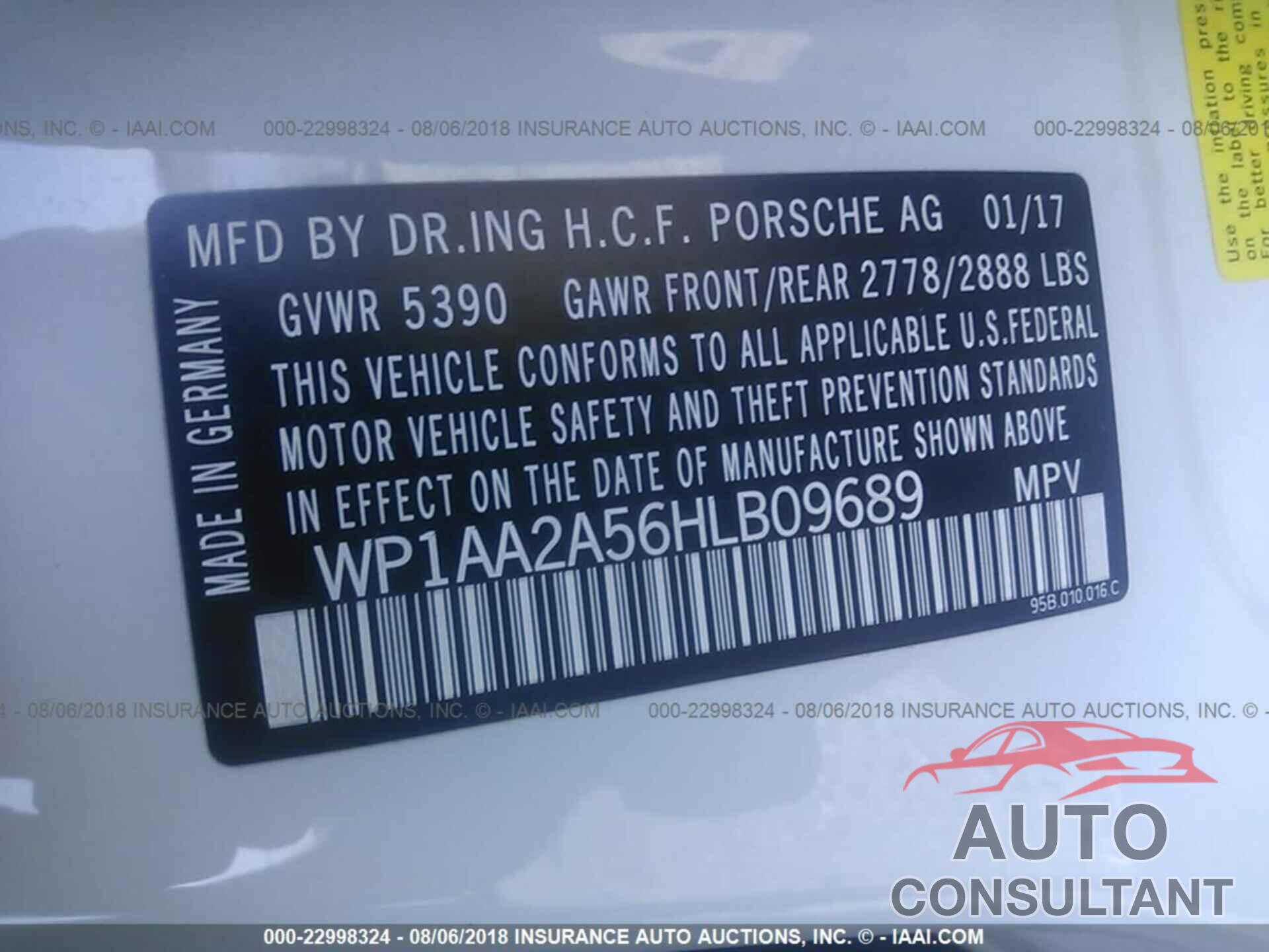 Porsche Macan 2017 - WP1AA2A56HLB09689