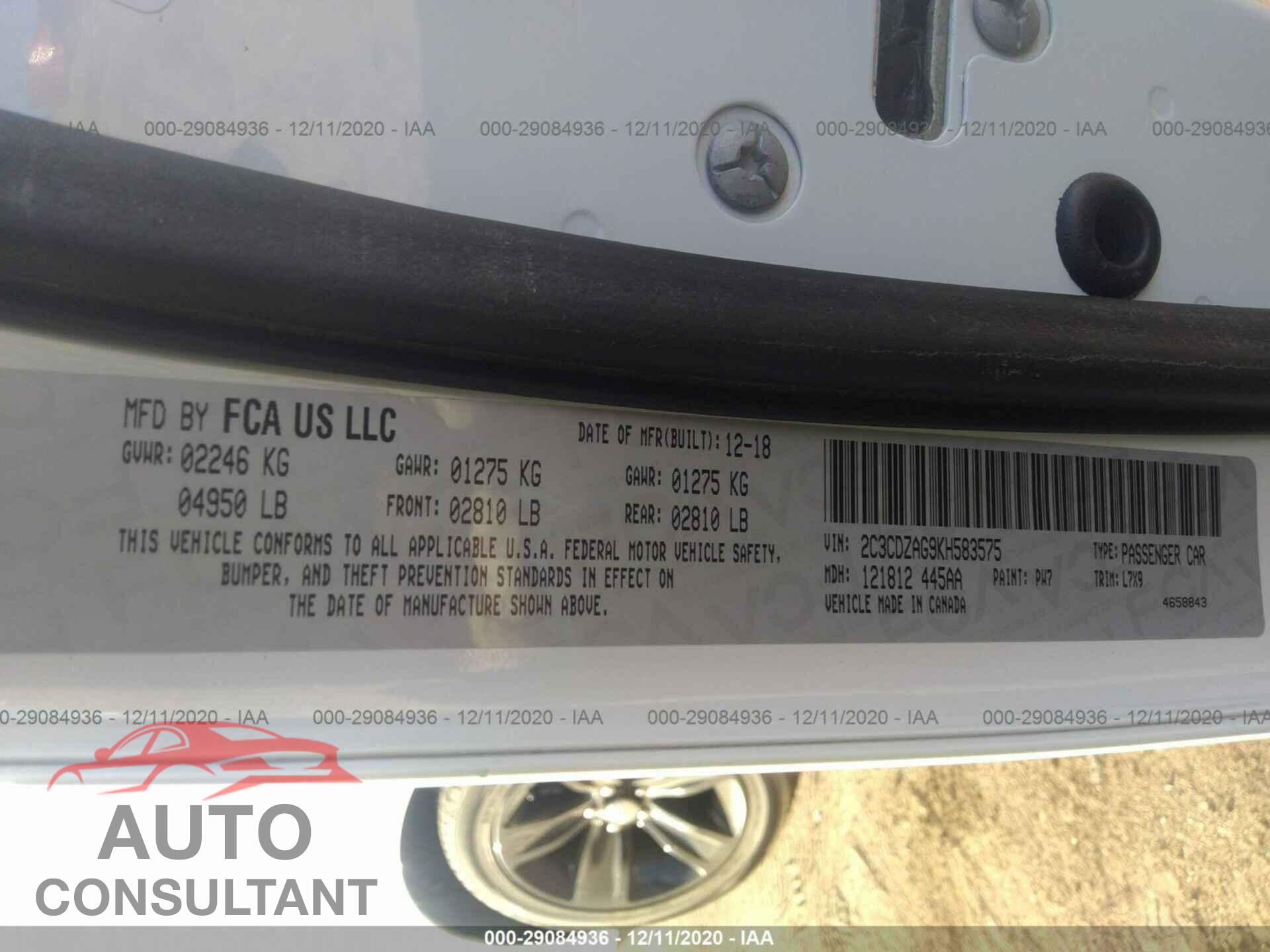 DODGE CHALLENGER 2019 - 2C3CDZAG9KH583575