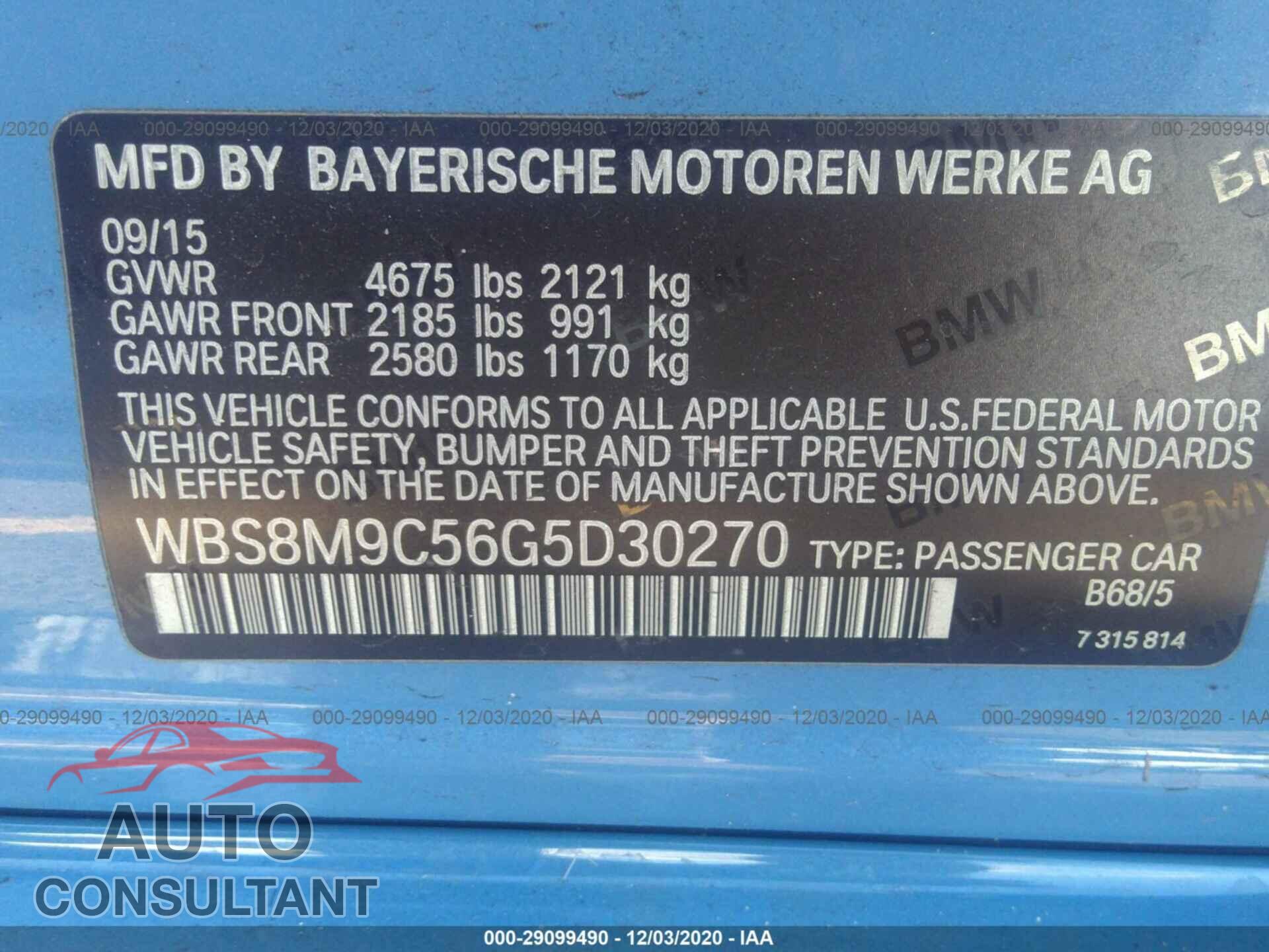 BMW M3 2016 - WBS8M9C56G5D30270