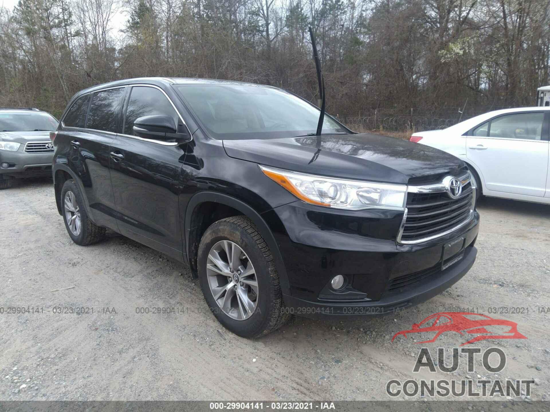 TOYOTA HIGHLANDER 2016 - 5TDZKRFH2GS180933
