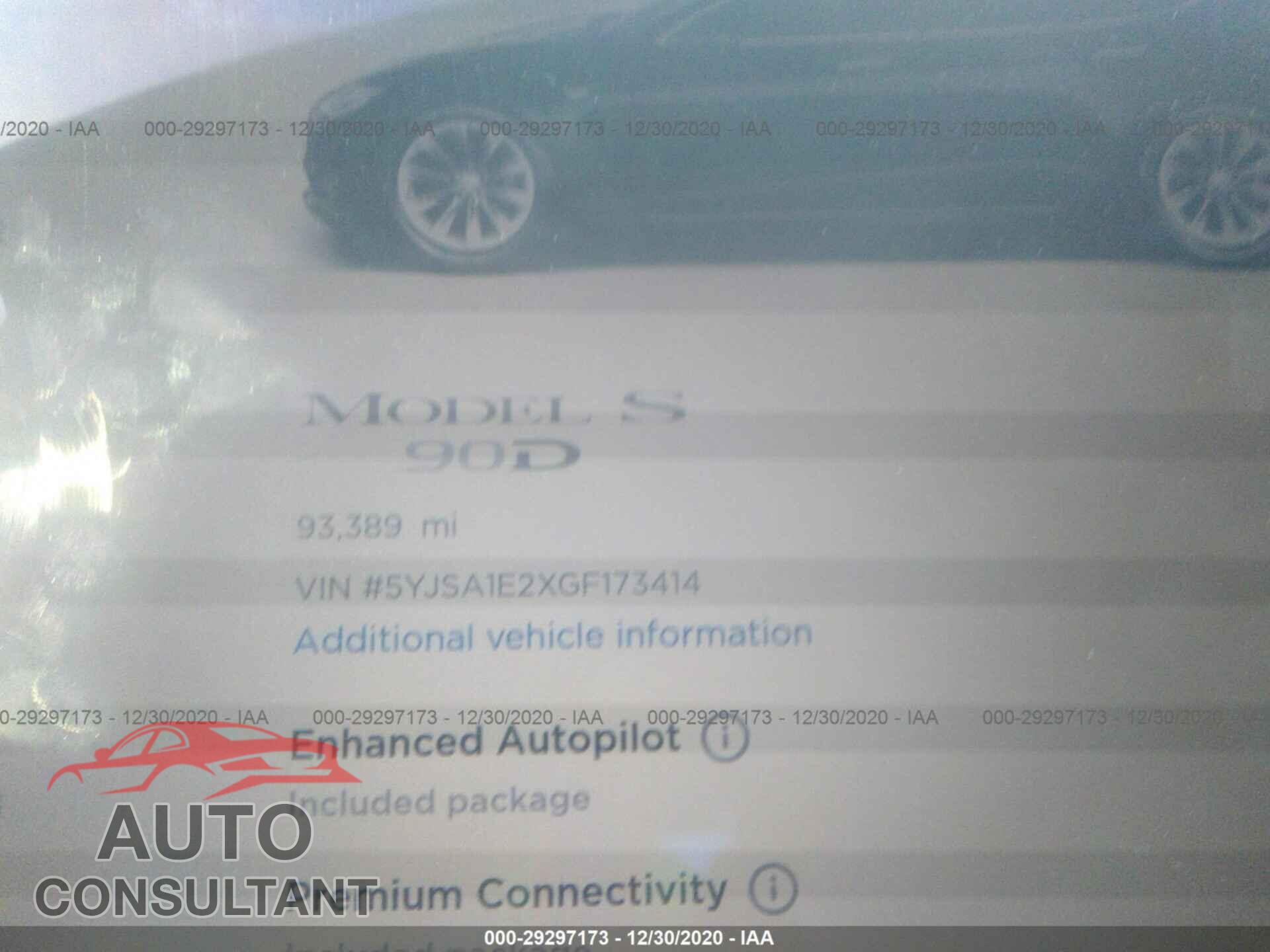TESLA MODEL S 2016 - 5YJSA1E2XGF173414