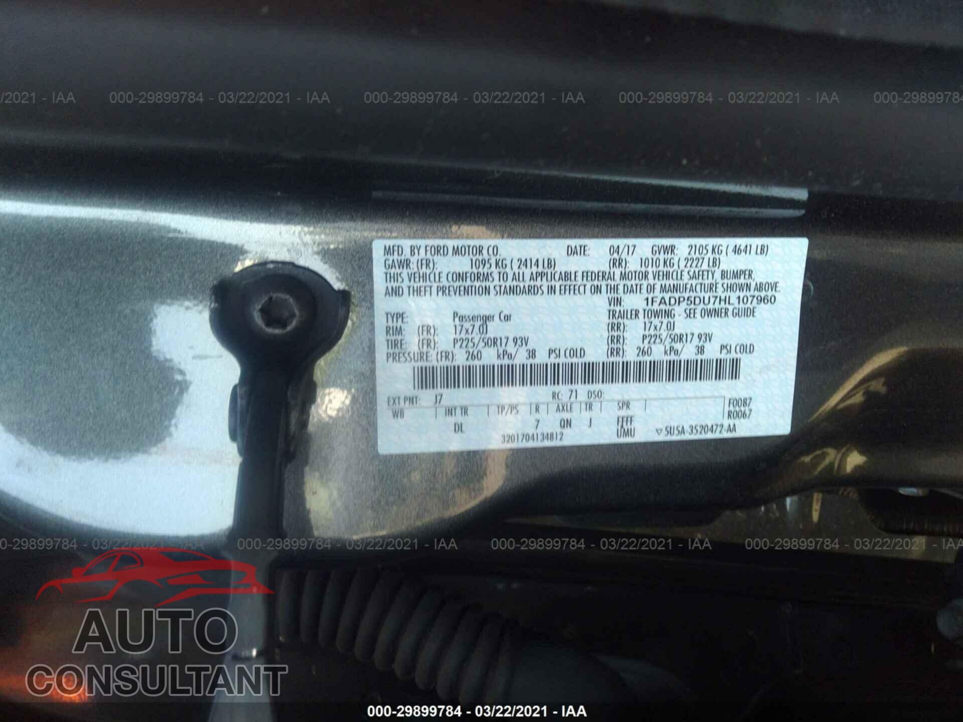 FORD C-MAX HYBRID 2017 - 1FADP5DU7HL107960