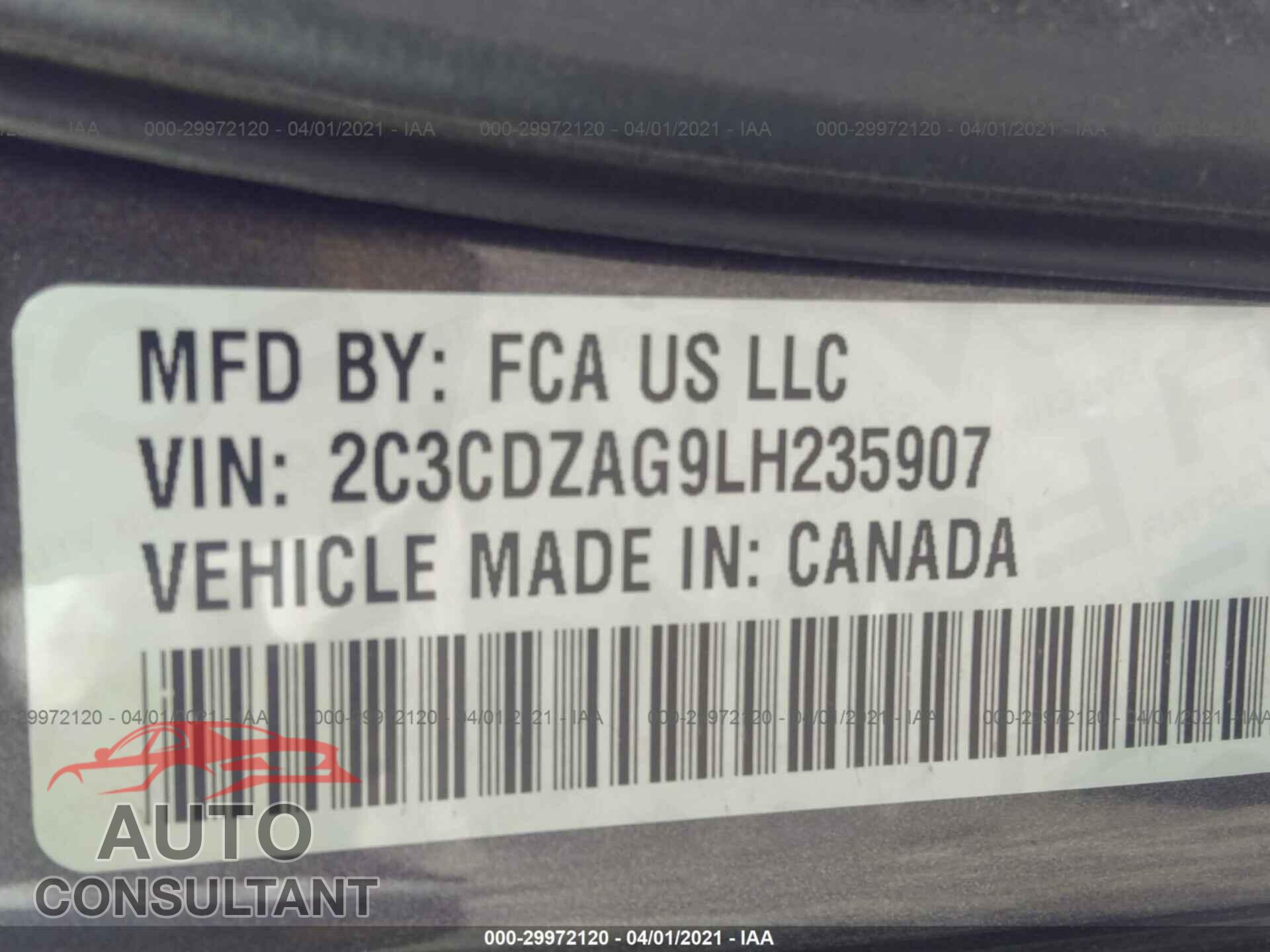 DODGE CHALLENGER 2020 - 2C3CDZAG9LH235907