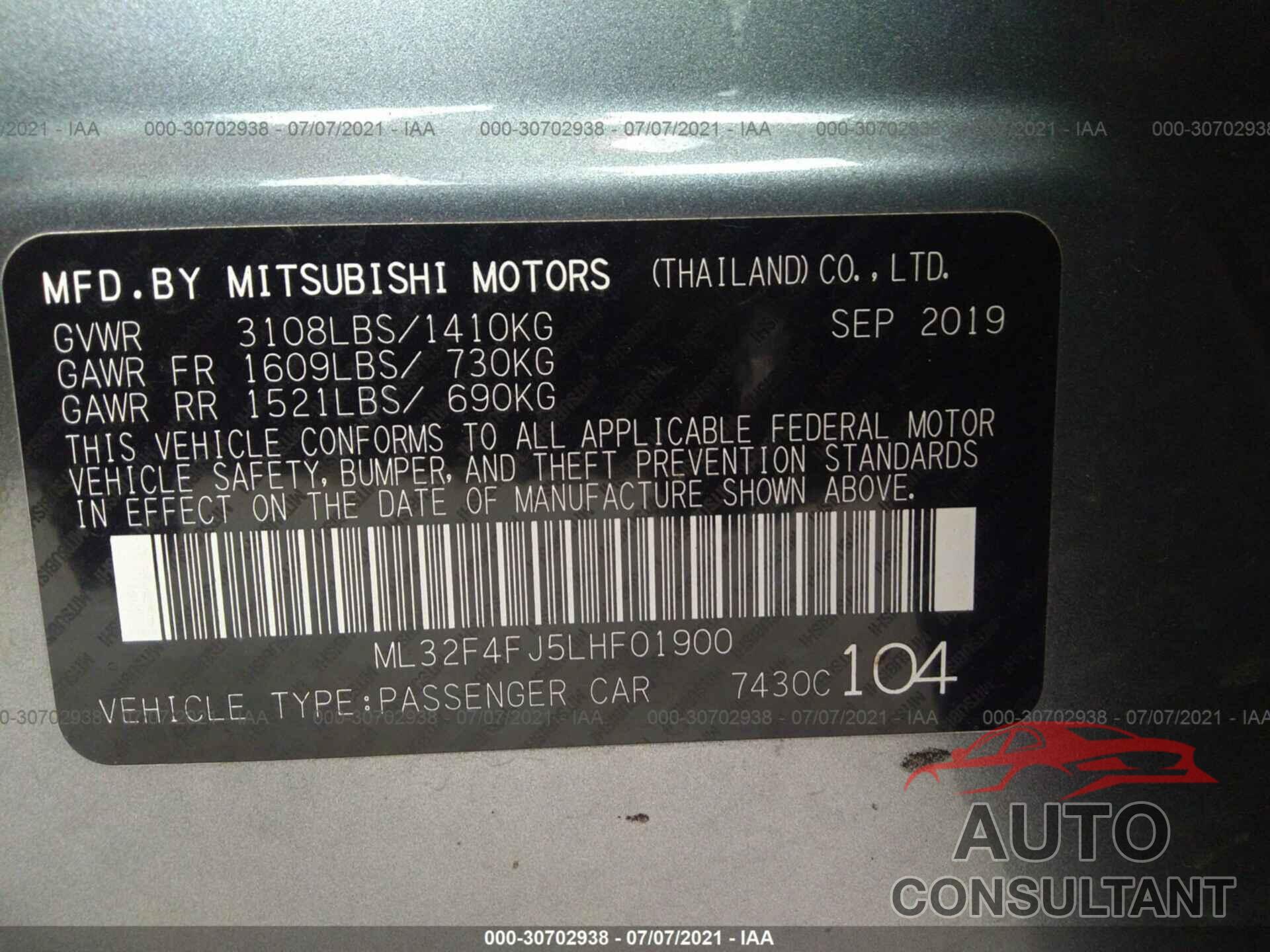MITSUBISHI MIRAGE G4 2020 - ML32F4FJ5LHF01900