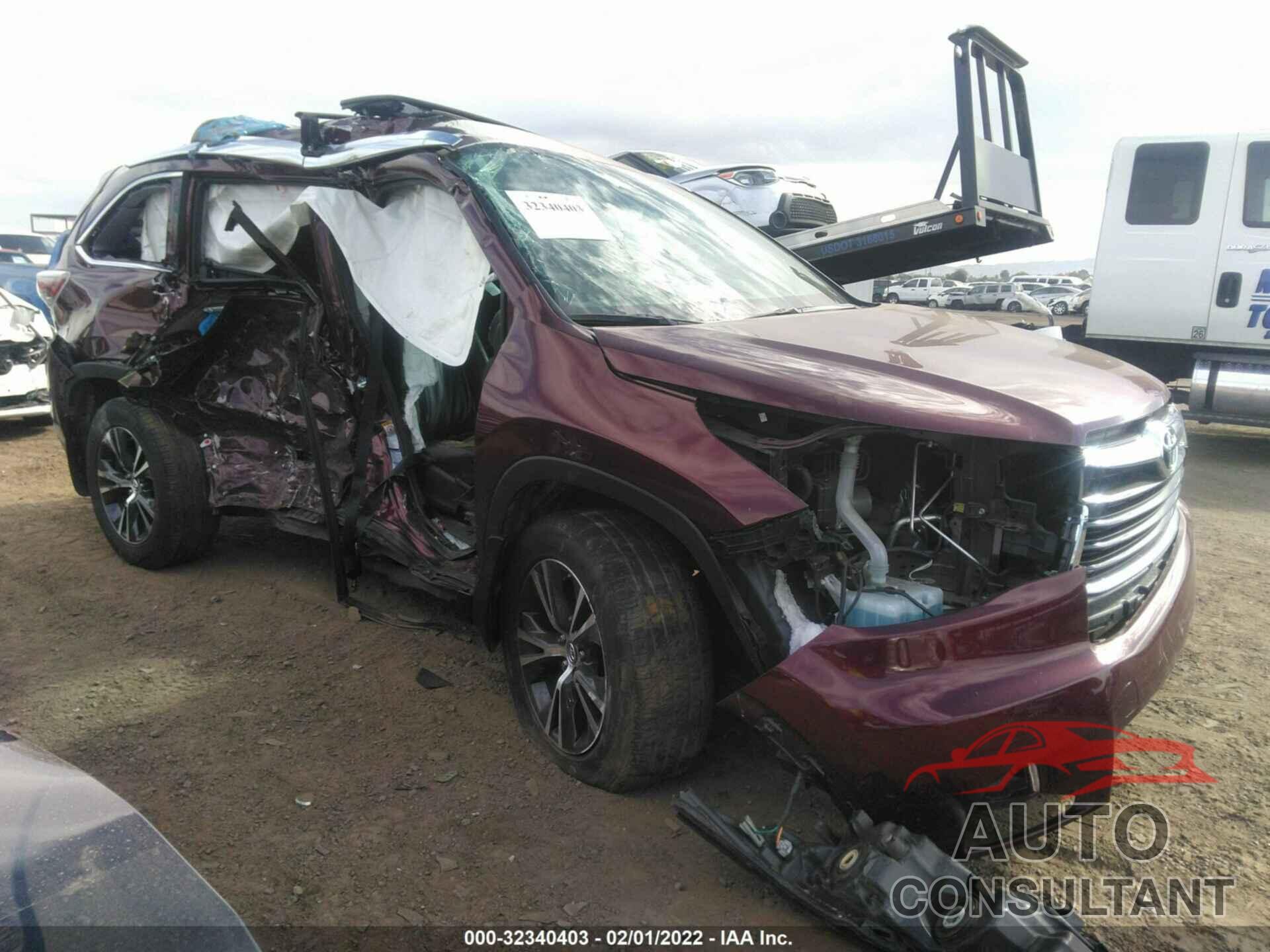 TOYOTA HIGHLANDER 2016 - 5TDJKRFH3GS328987