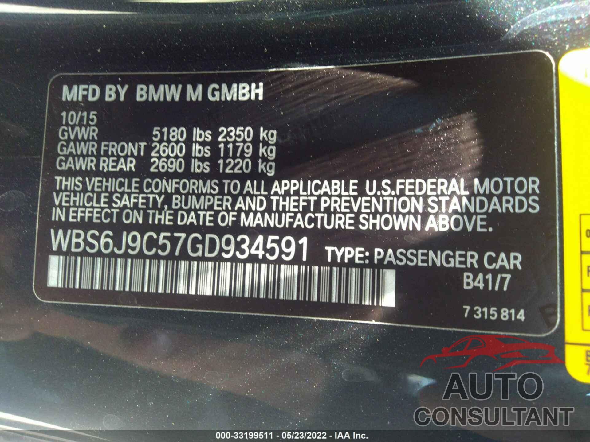 BMW M6 2016 - WBS6J9C57GD934591