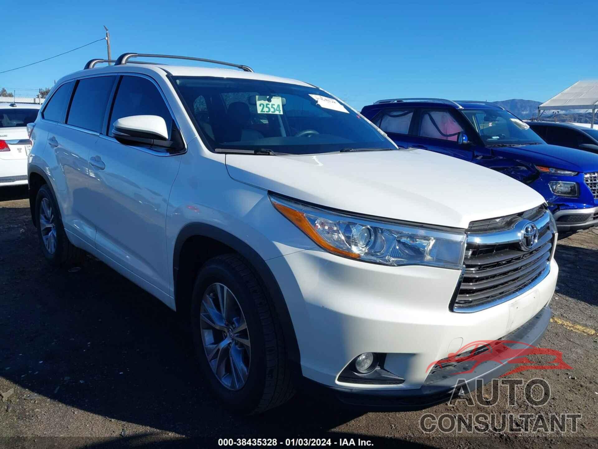 TOYOTA HIGHLANDER 2016 - 5TDZKRFH9GS169637