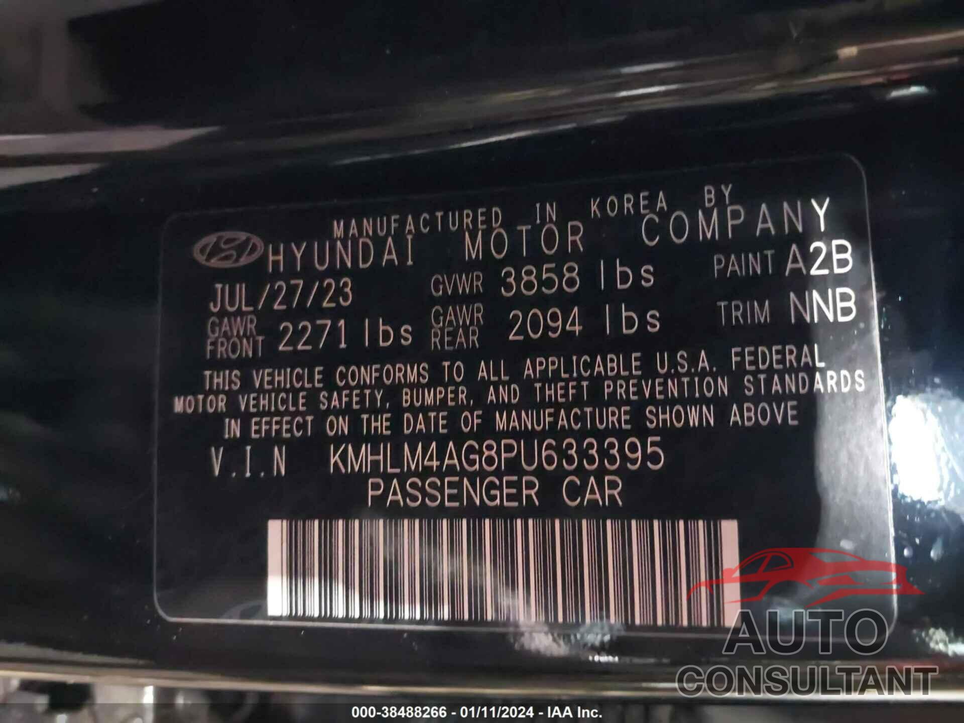 HYUNDAI ELANTRA 2023 - KMHLM4AG8PU633395