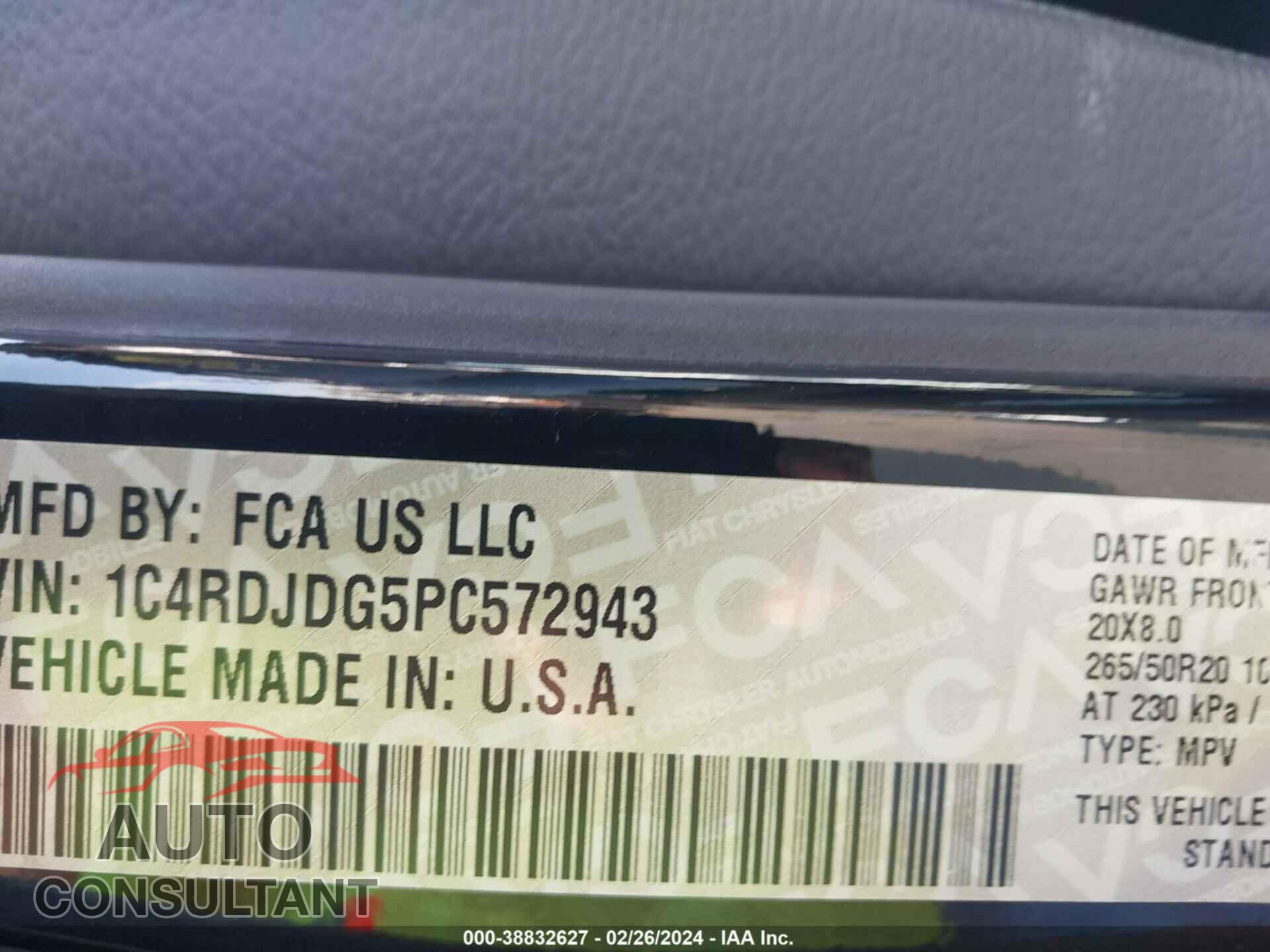 DODGE DURANGO 2023 - 1C4RDJDG5PC572943