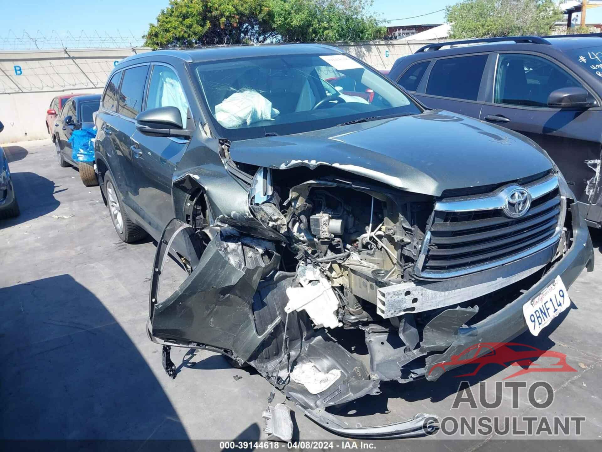 TOYOTA HIGHLANDER 2016 - 5TDDKRFH5GS278722