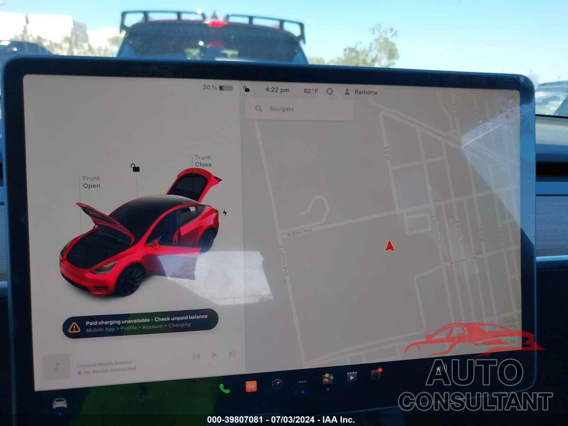 TESLA MODEL Y 2022 - 7SAYGDEE7NF514224