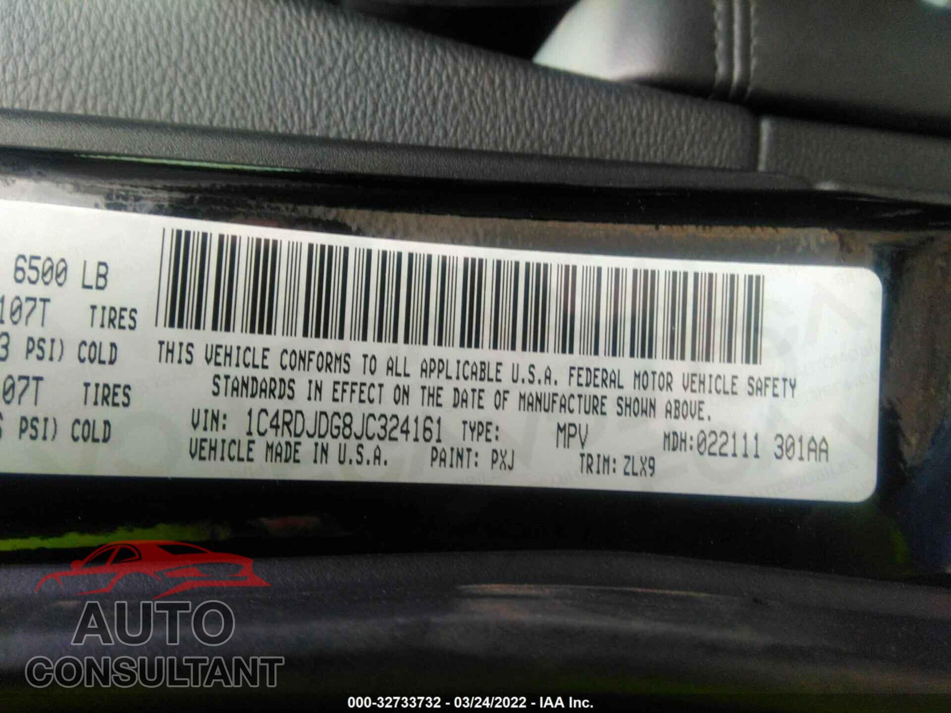 DODGE DURANGO 2018 - 1C4RDJDG8JC324161