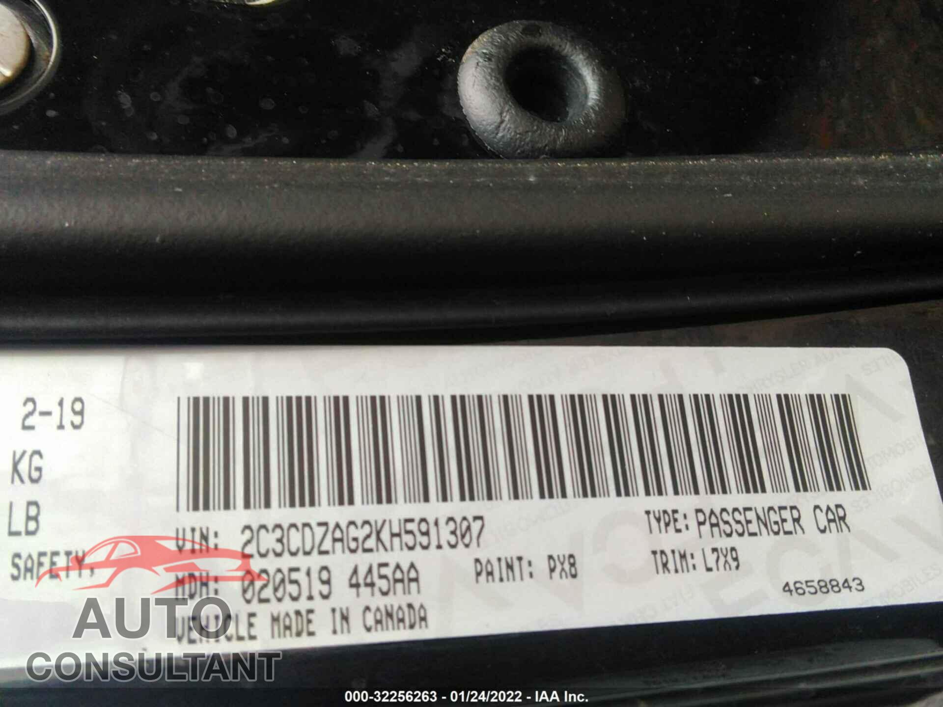 DODGE CHALLENGER 2019 - 2C3CDZAG2KH591307