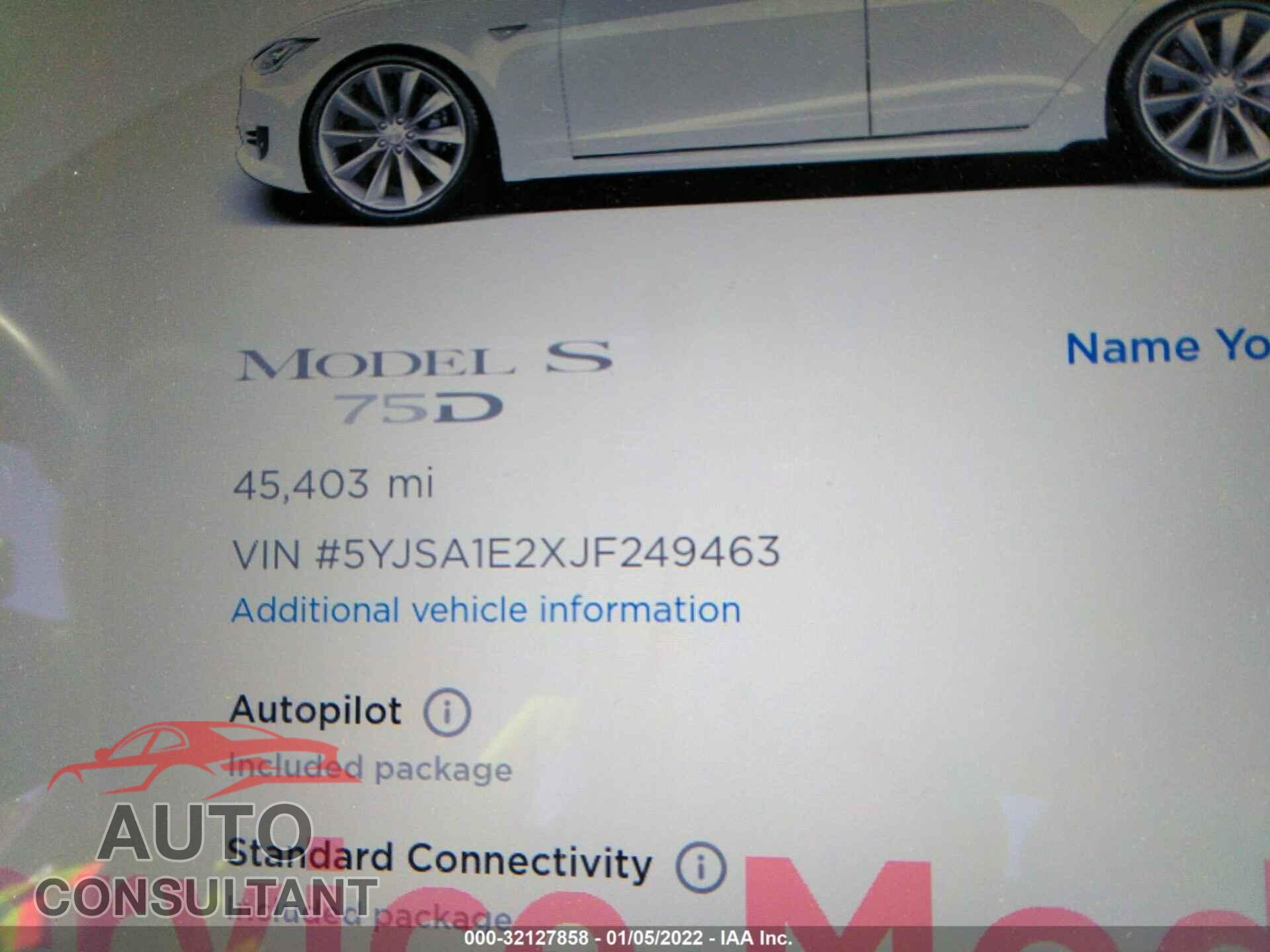 TESLA MODEL S 2018 - 5YJSA1E2XJF249463