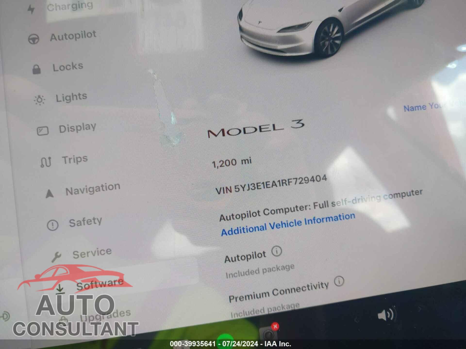 TESLA MODEL 3 2024 - 5YJ3E1EA1RF729404