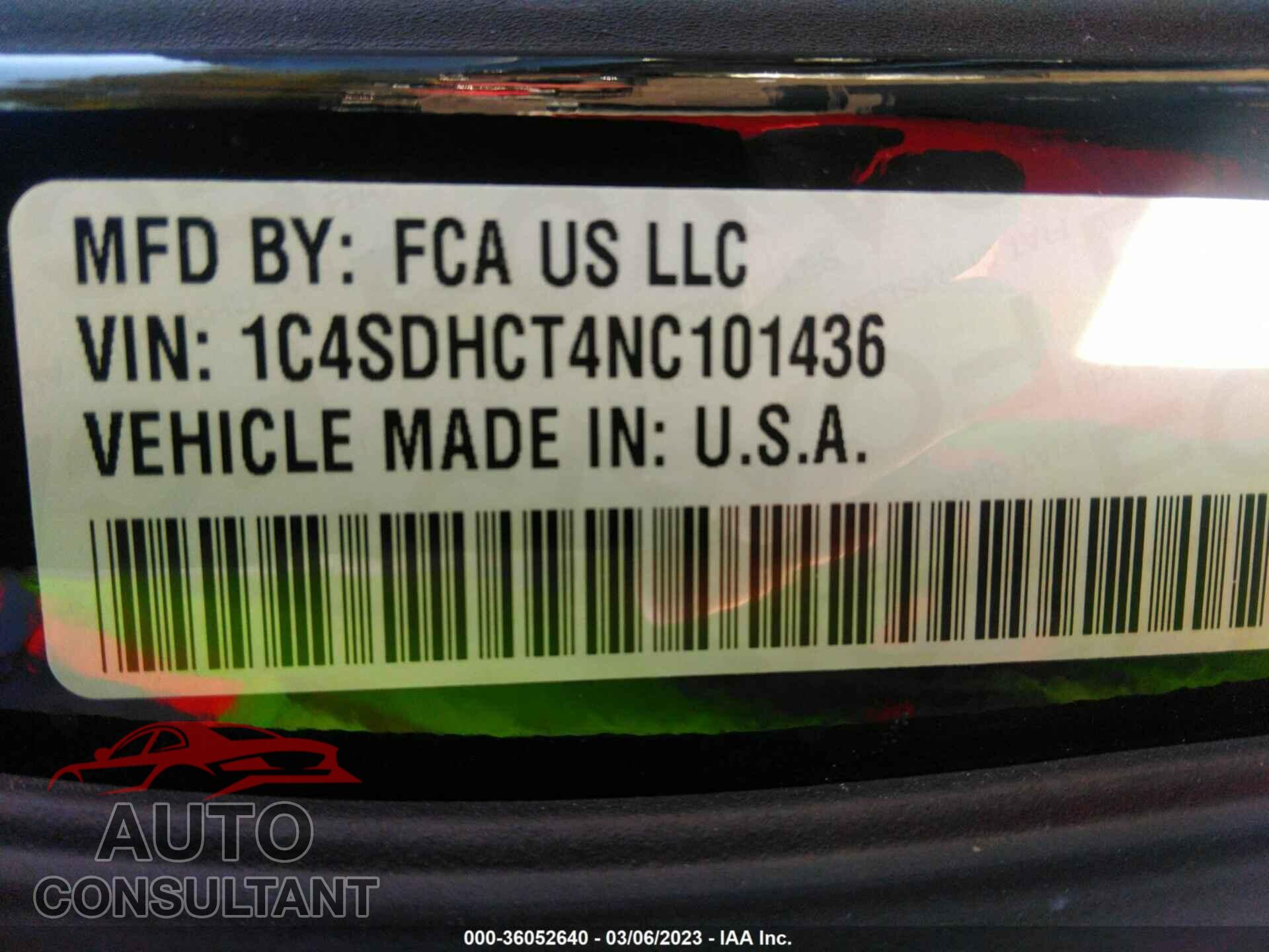 DODGE DURANGO 2022 - 1C4SDHCT4NC101436