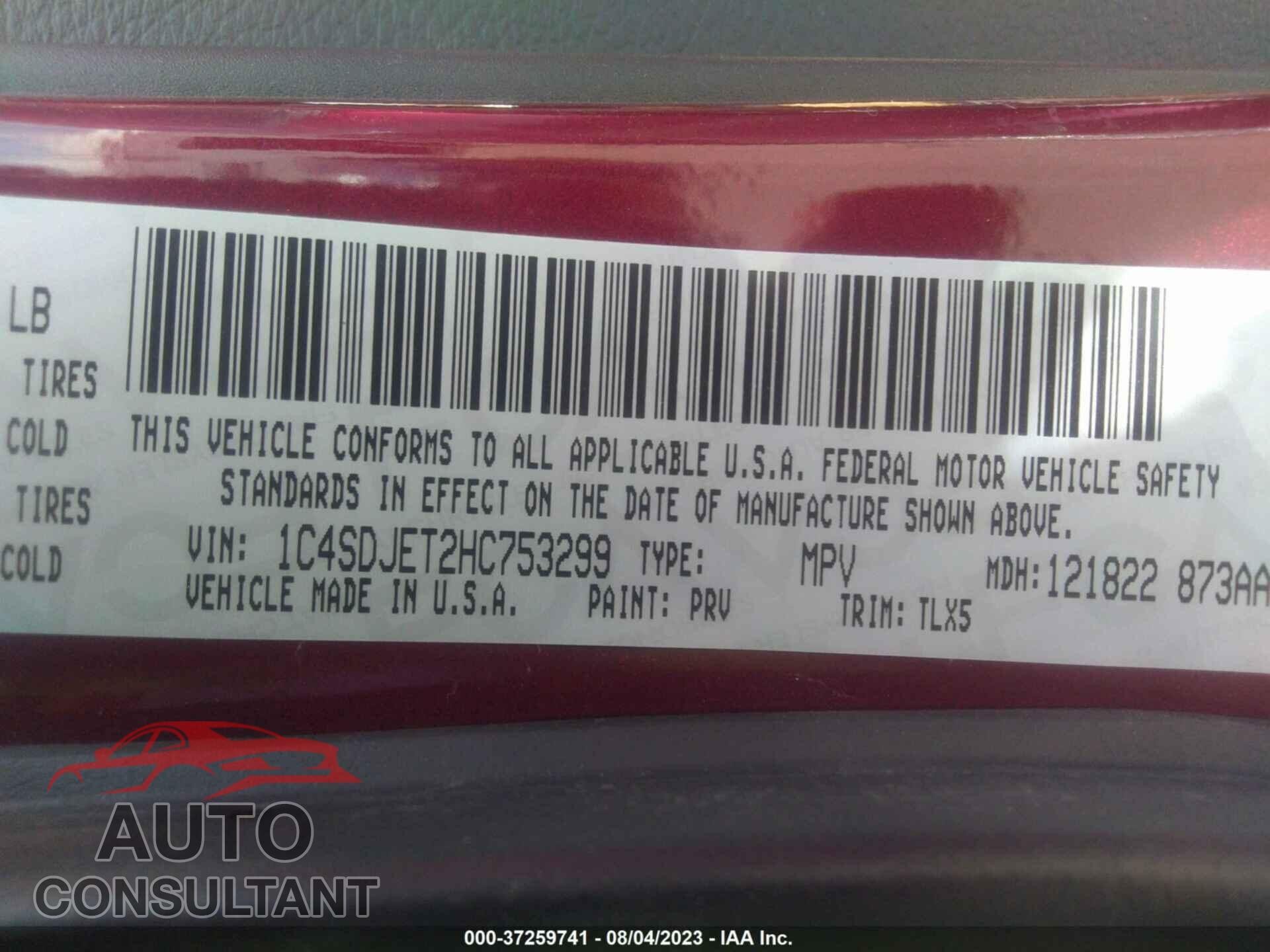 DODGE DURANGO 2017 - 1C4SDJET2HC753299