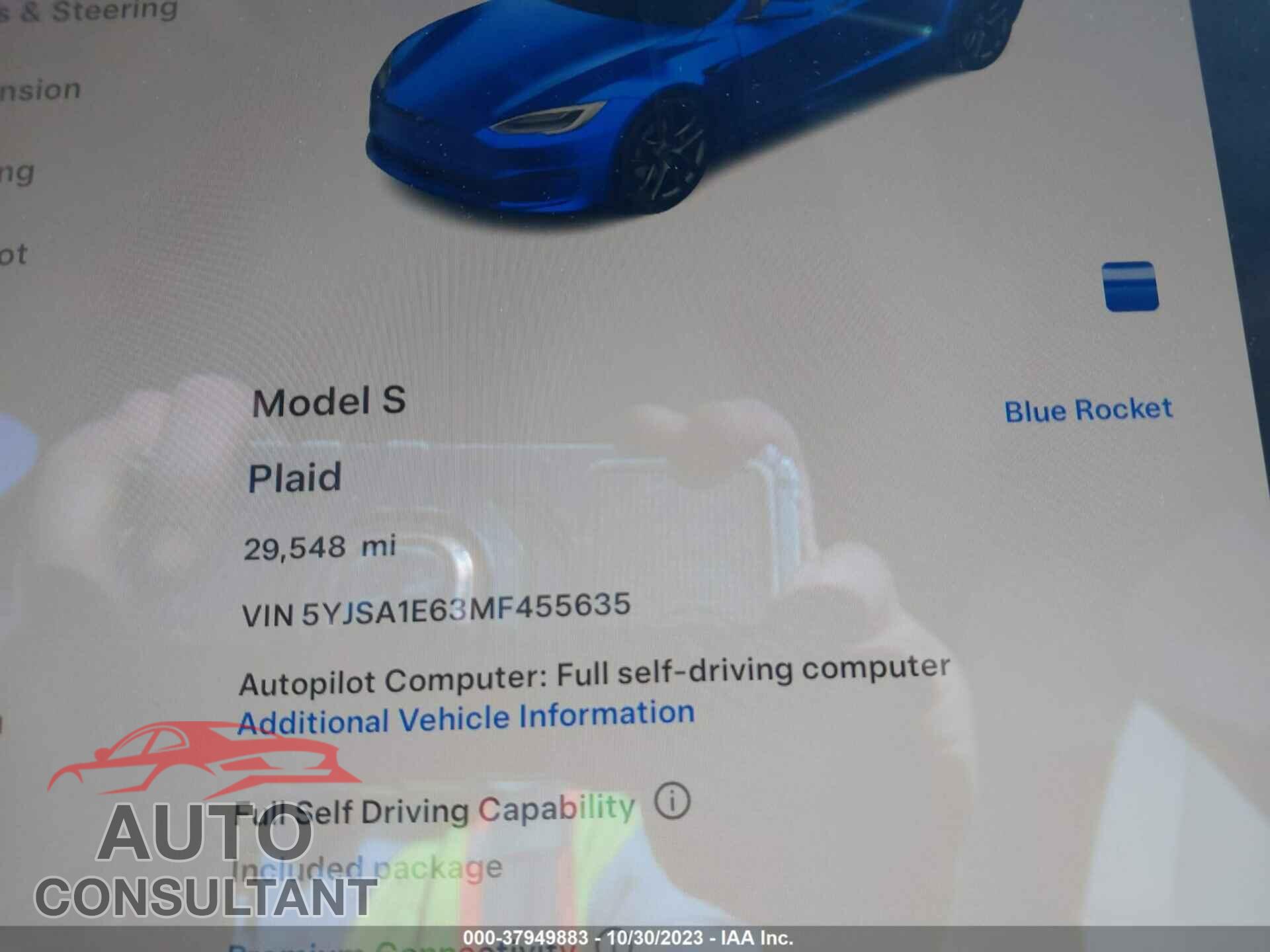 TESLA MODEL S 2021 - 5YJSA1E63MF455635