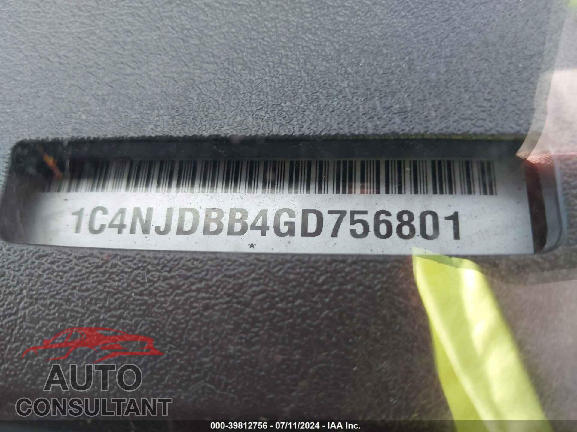 JEEP COMPASS 2016 - 1C4NJDBB4GD756801