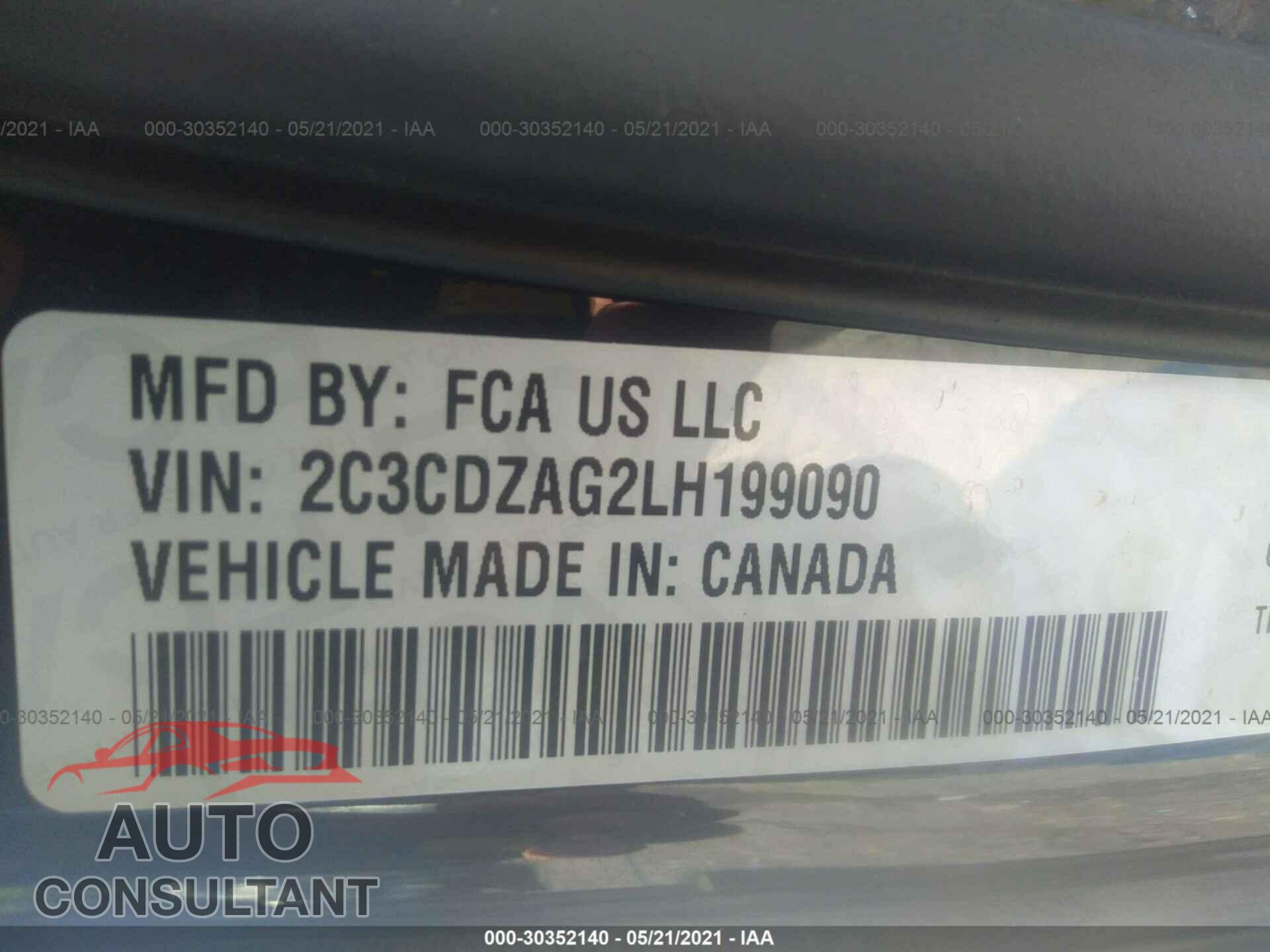 DODGE CHALLENGER 2020 - 2C3CDZAG2LH199090