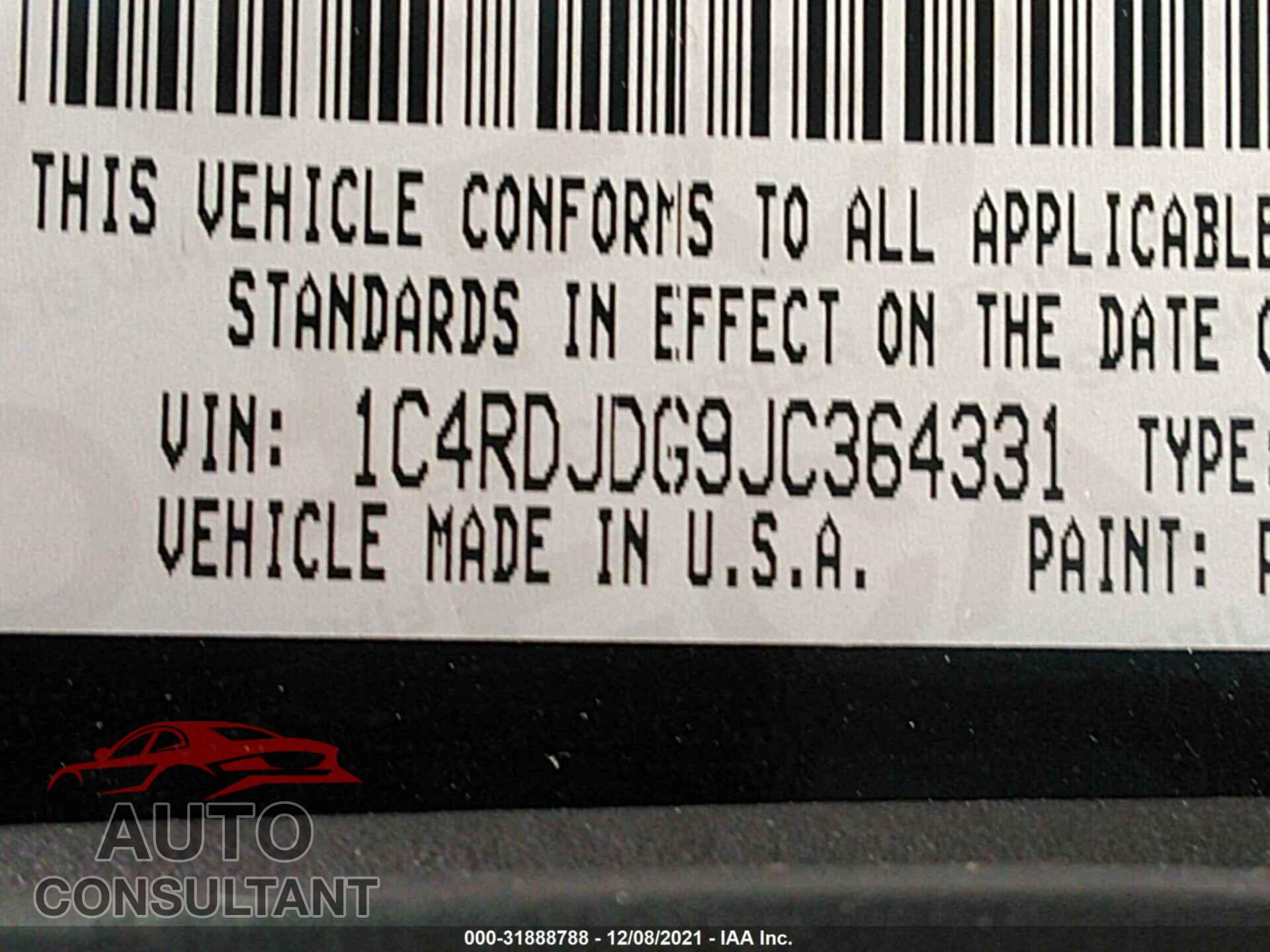 DODGE DURANGO 2018 - 1C4RDJDG9JC364331