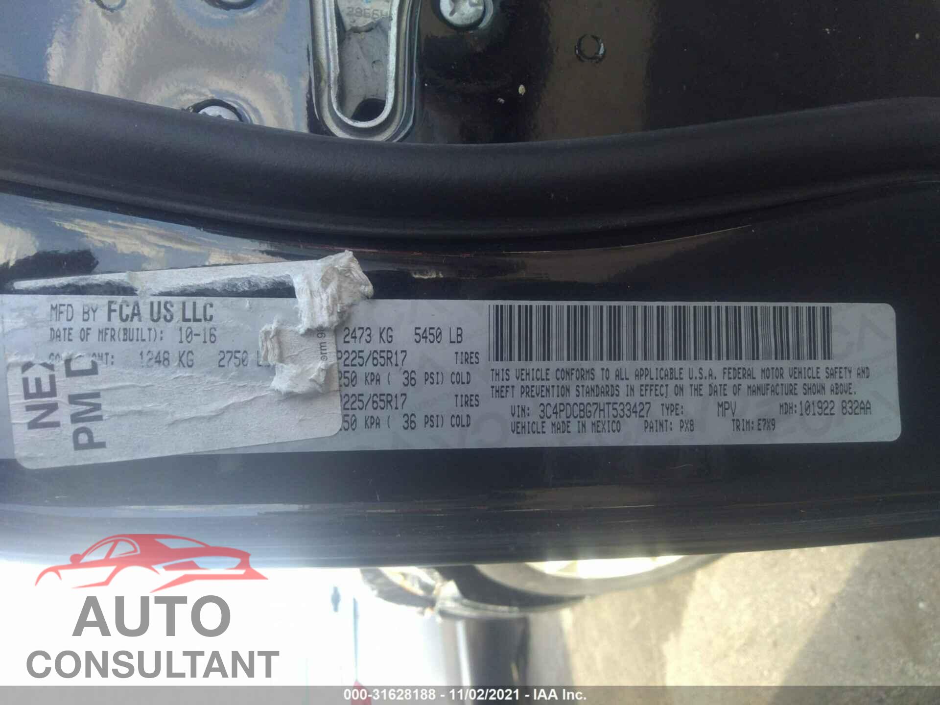 DODGE JOURNEY 2017 - 3C4PDCBG7HT533427