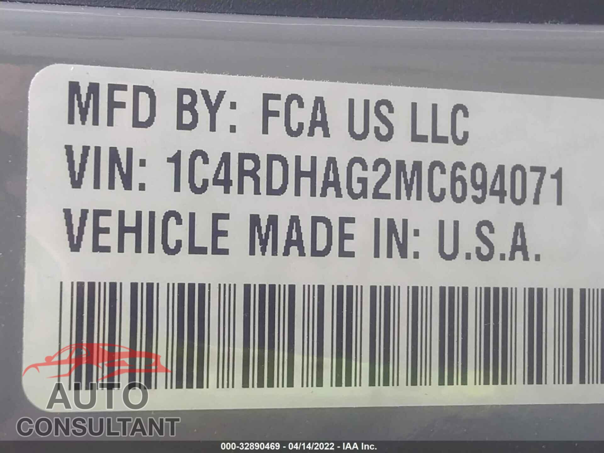 DODGE DURANGO 2021 - 1C4RDHAG2MC694071