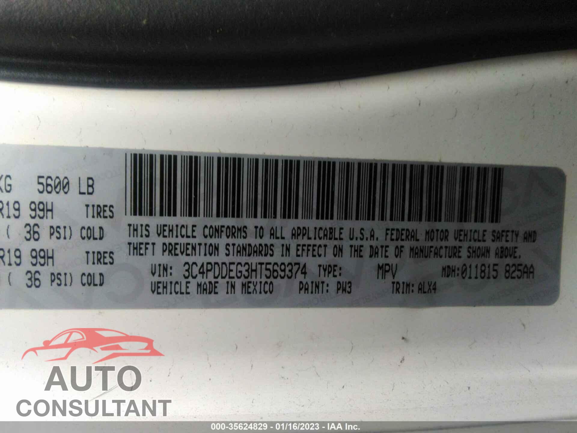 DODGE JOURNEY 2017 - 3C4PDDEG3HT569374
