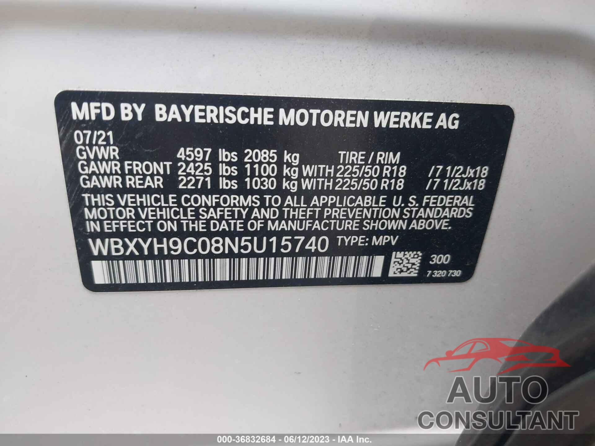 BMW X2 2022 - WBXYH9C08N5U15740
